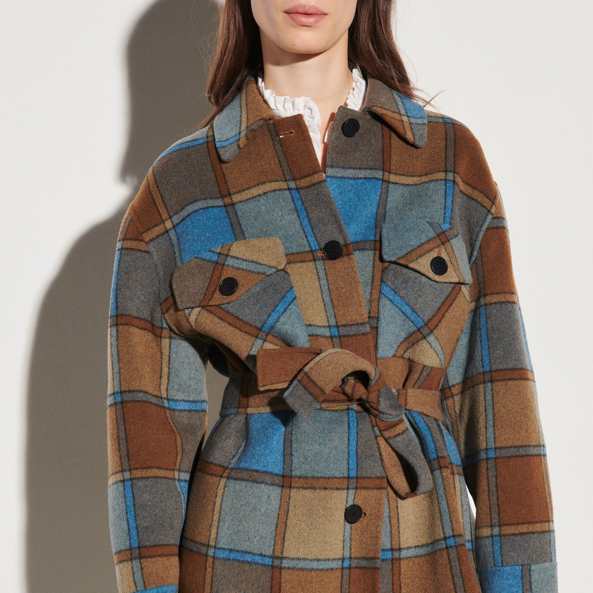 Veste ceinturée à carreaux Sandro seconde main