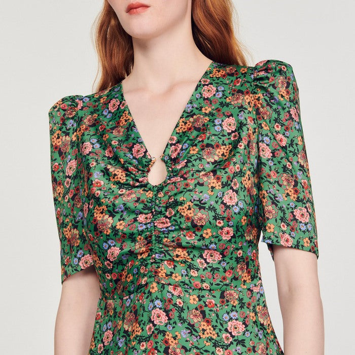 Robe courte à imprimé Fleurs d'automne Sandro seconde main