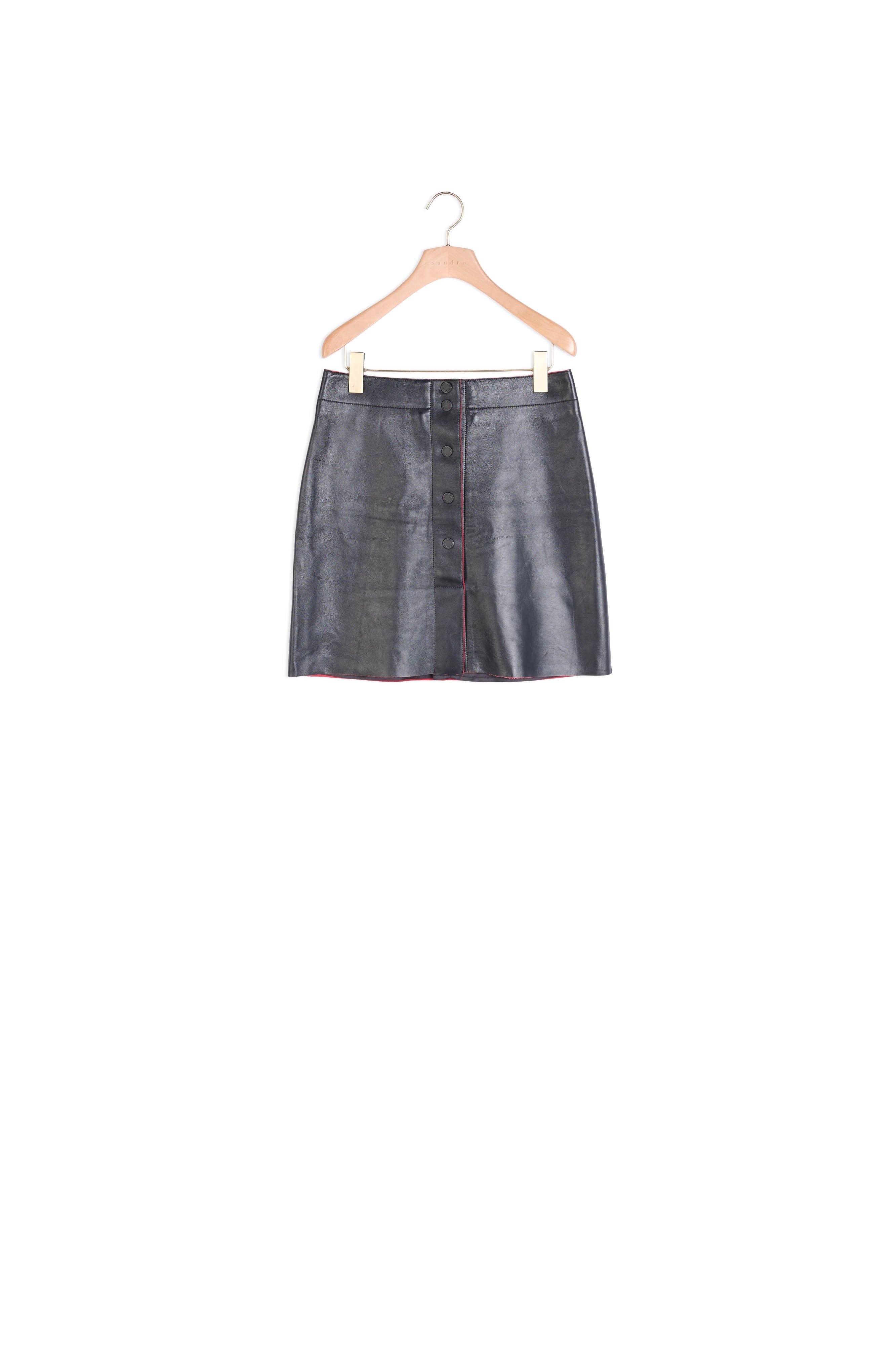 Jupe en cuir coupe trapèze Sandro seconde main