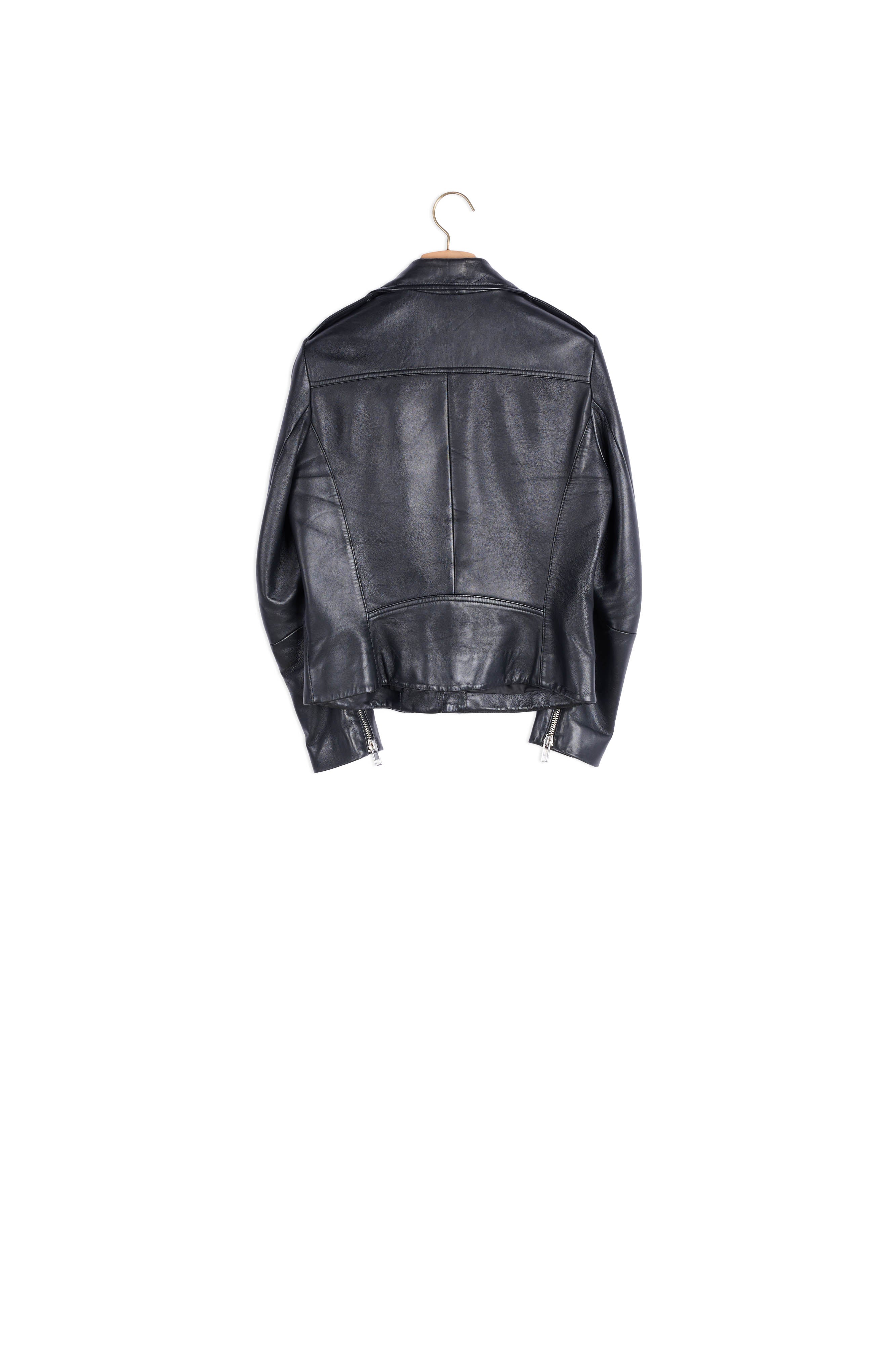Blouson biker en cuir Sandro seconde main