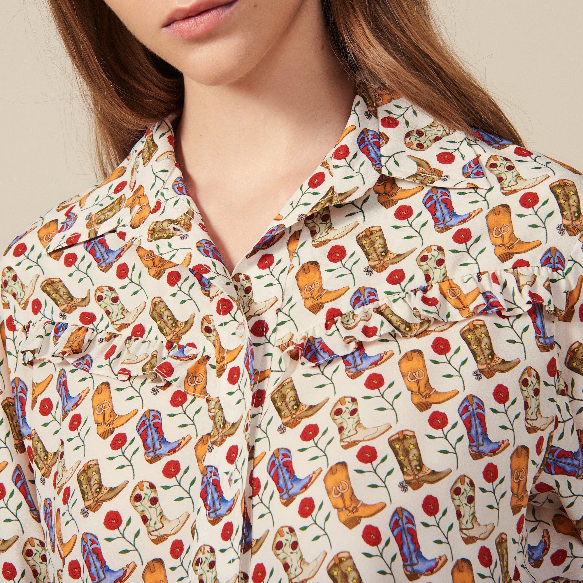 Chemise imprimée ornée de volants Sandro seconde main