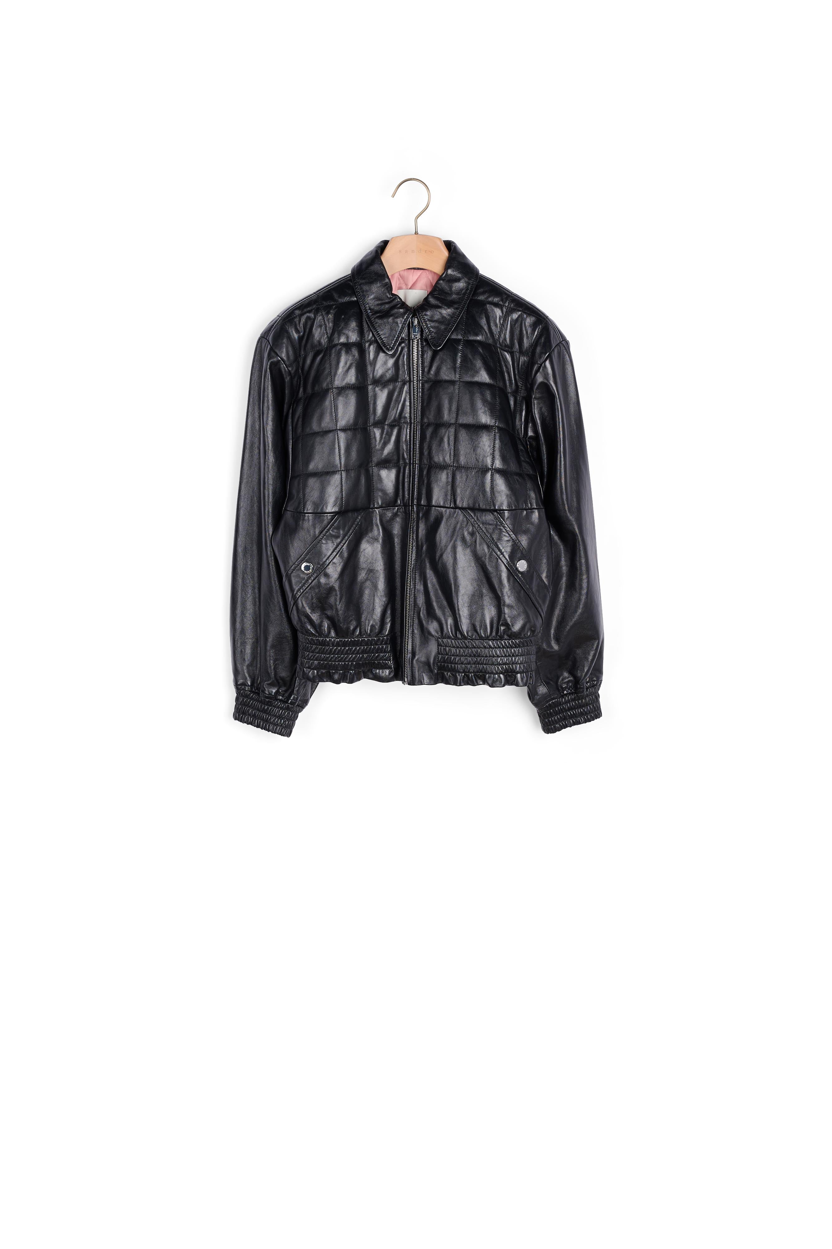 Veste en cuir lisse Sandro seconde main