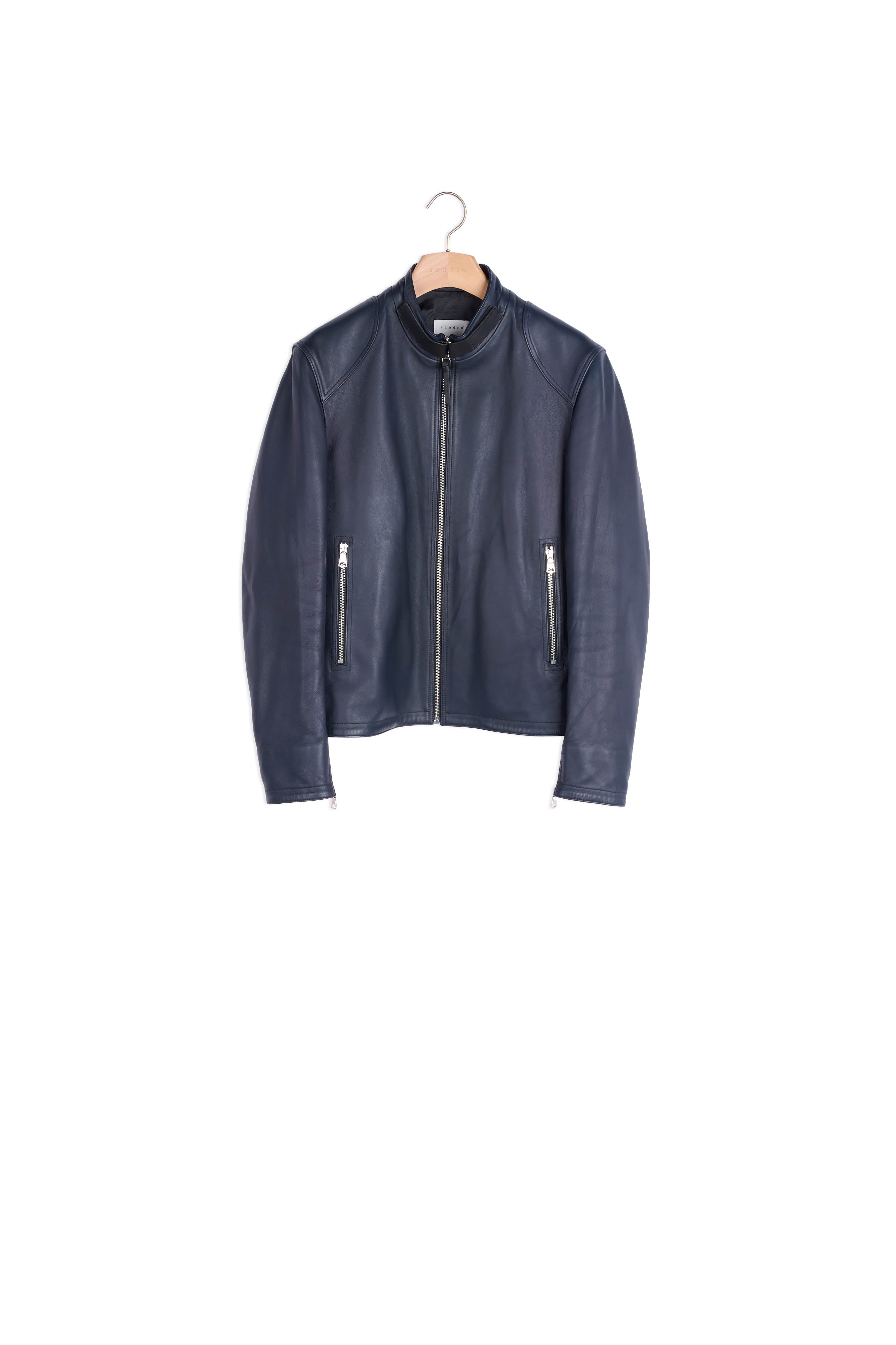 Blouson en cuir zippé Sandro seconde main