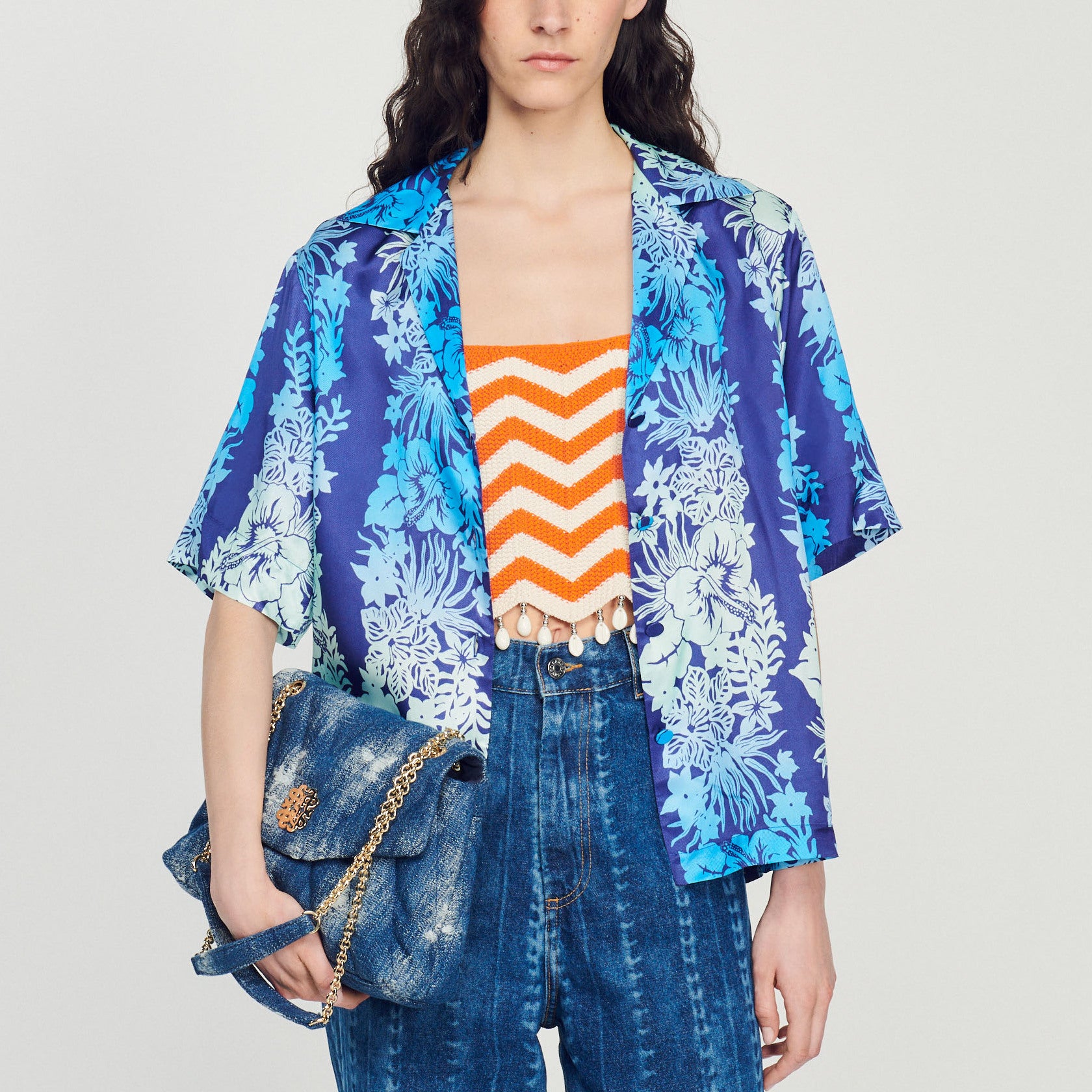 Chemise à imprimé Hawaï Sandro seconde main