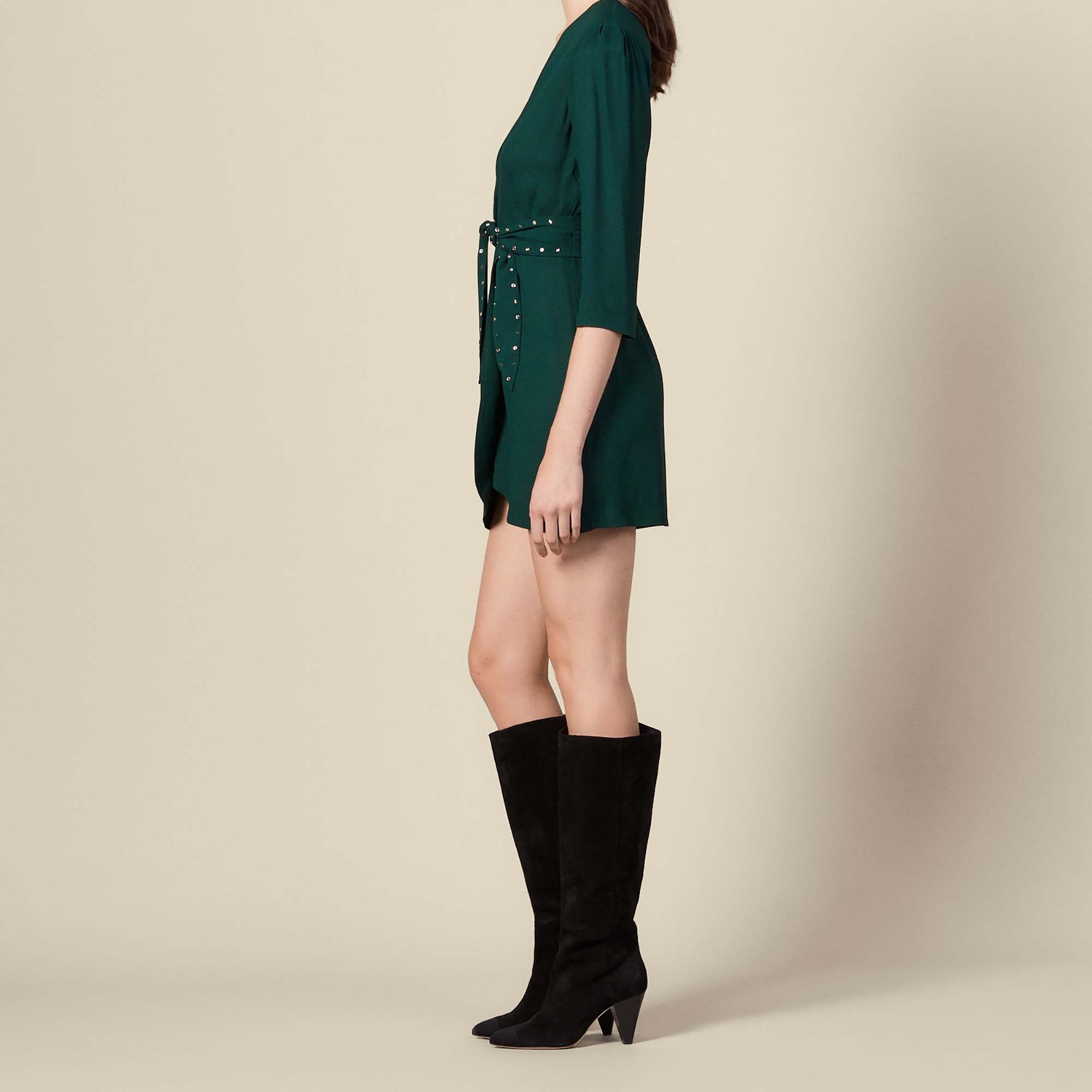 Robe épaulée avec ceinture strassée Sandro seconde main