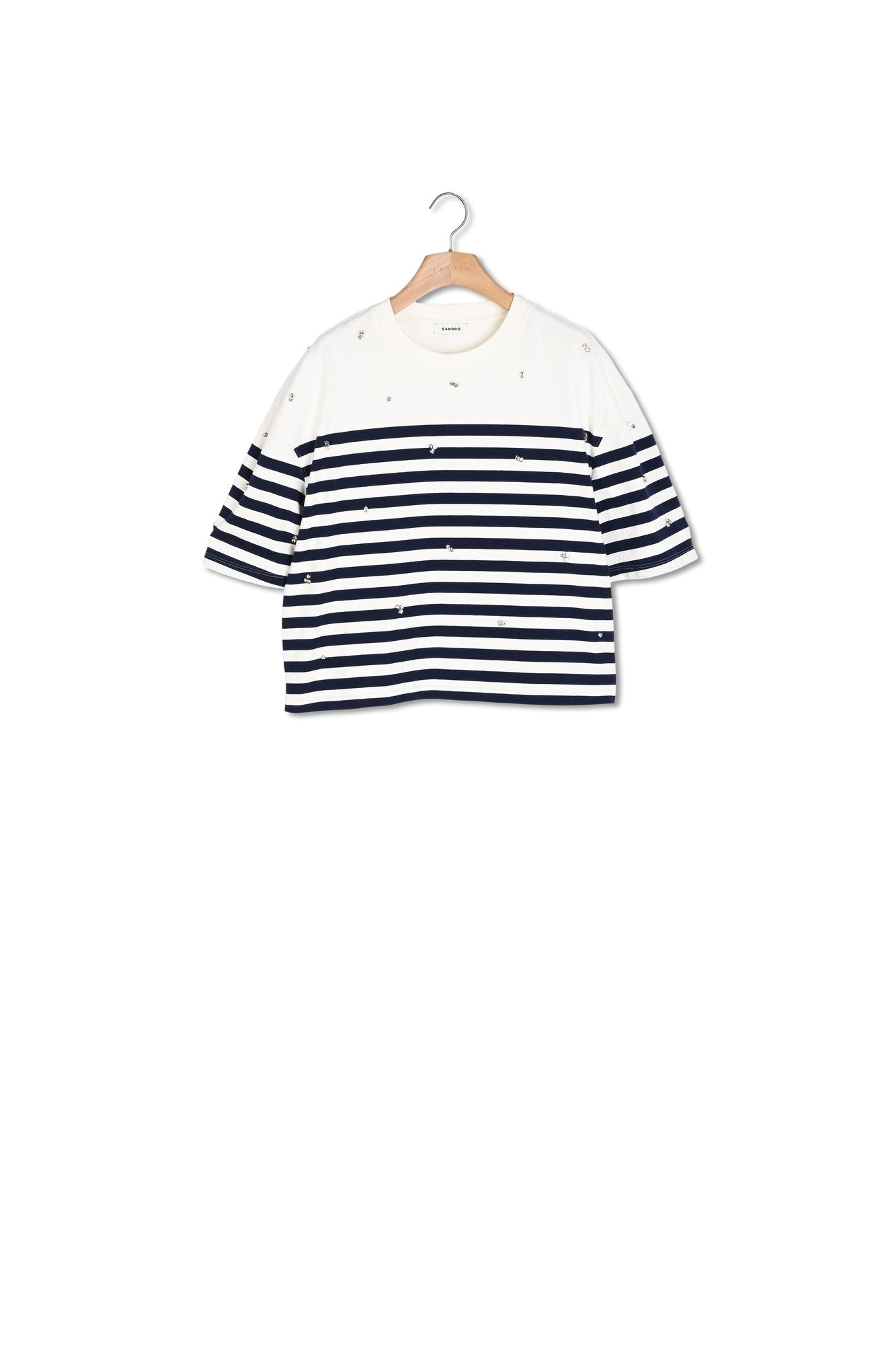 Tee-shirt marinière à strass Sandro seconde main