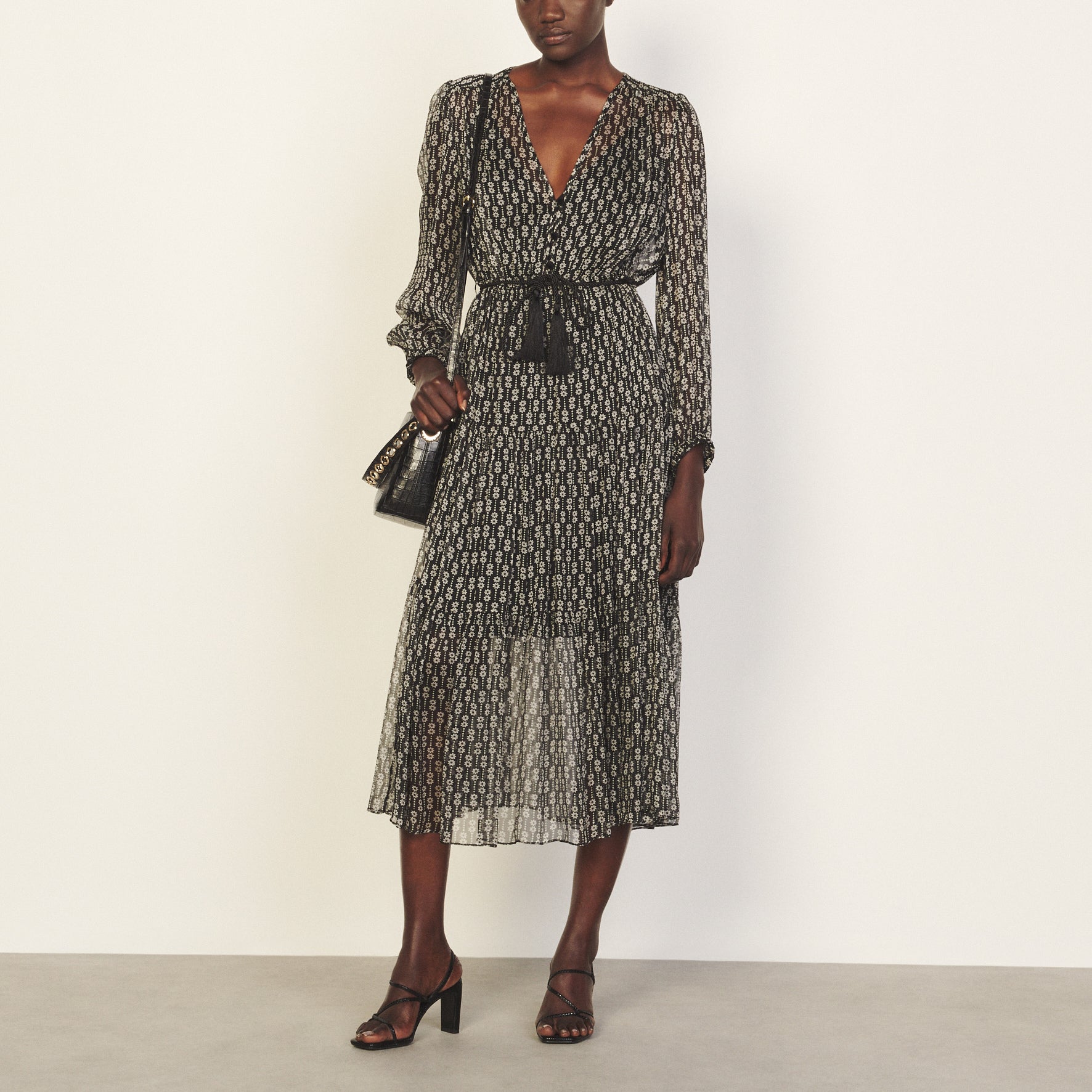 Robe imprimé noir et blanc Sandro seconde main