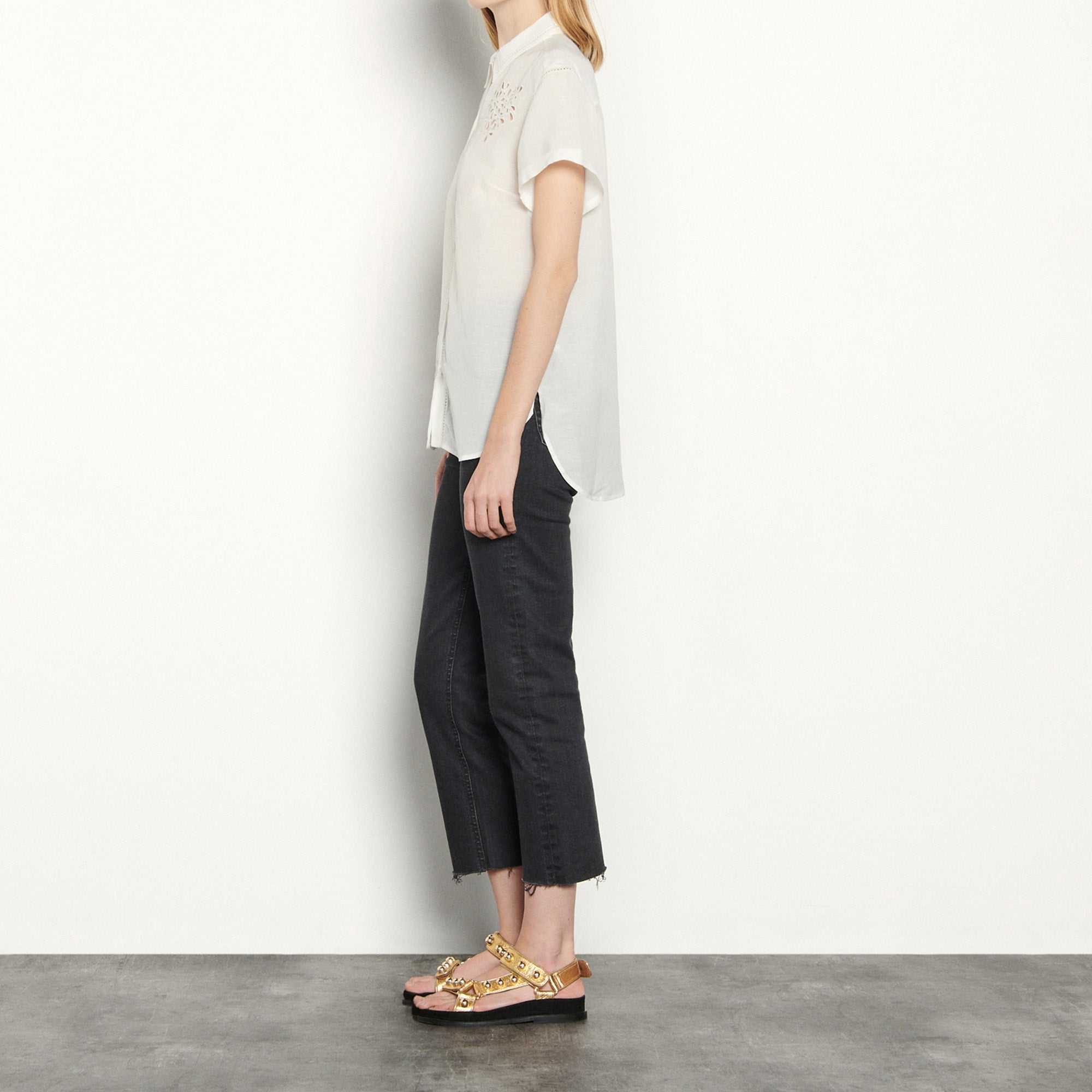 Chemise en lin mélangé et ornements Sandro seconde main