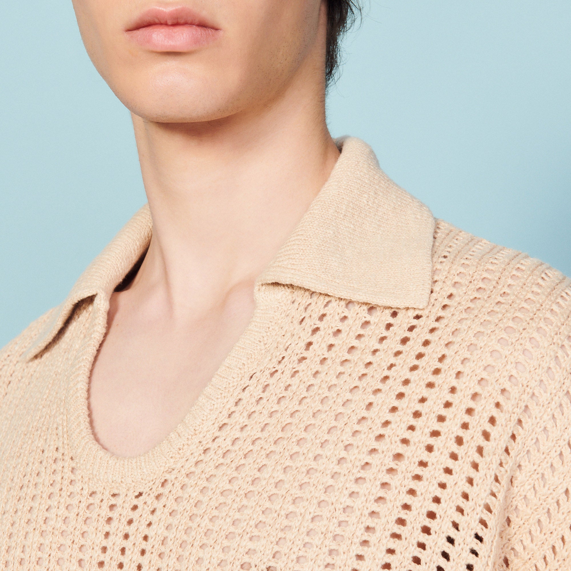 Pull col polo en lin et coton biologique Sandro seconde main