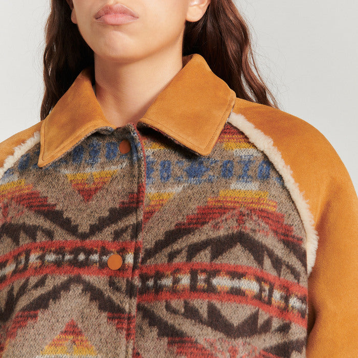 Manteau bi matière à motifs graphiques Sandro seconde main