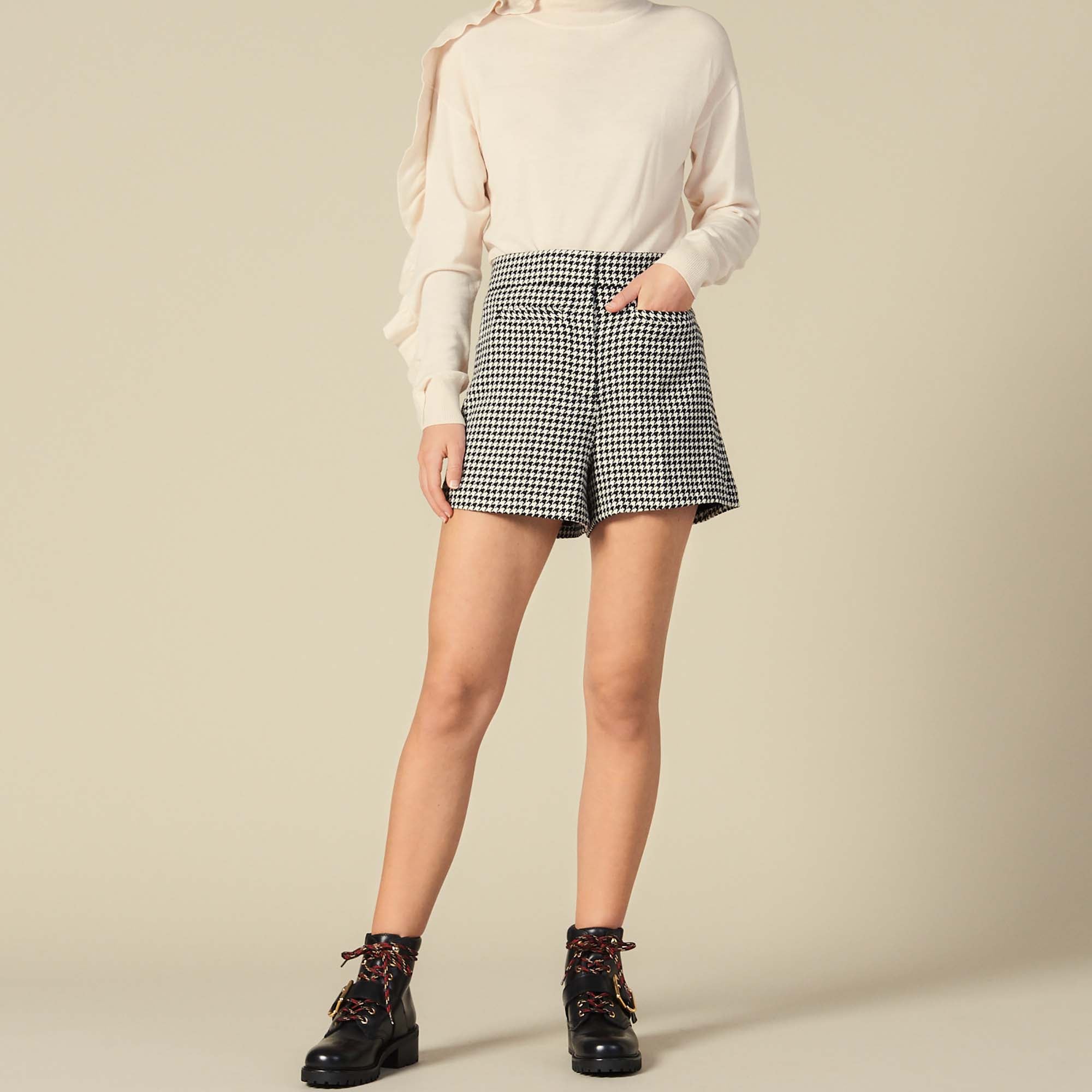 Short en pied de coq assorti Sandro seconde main