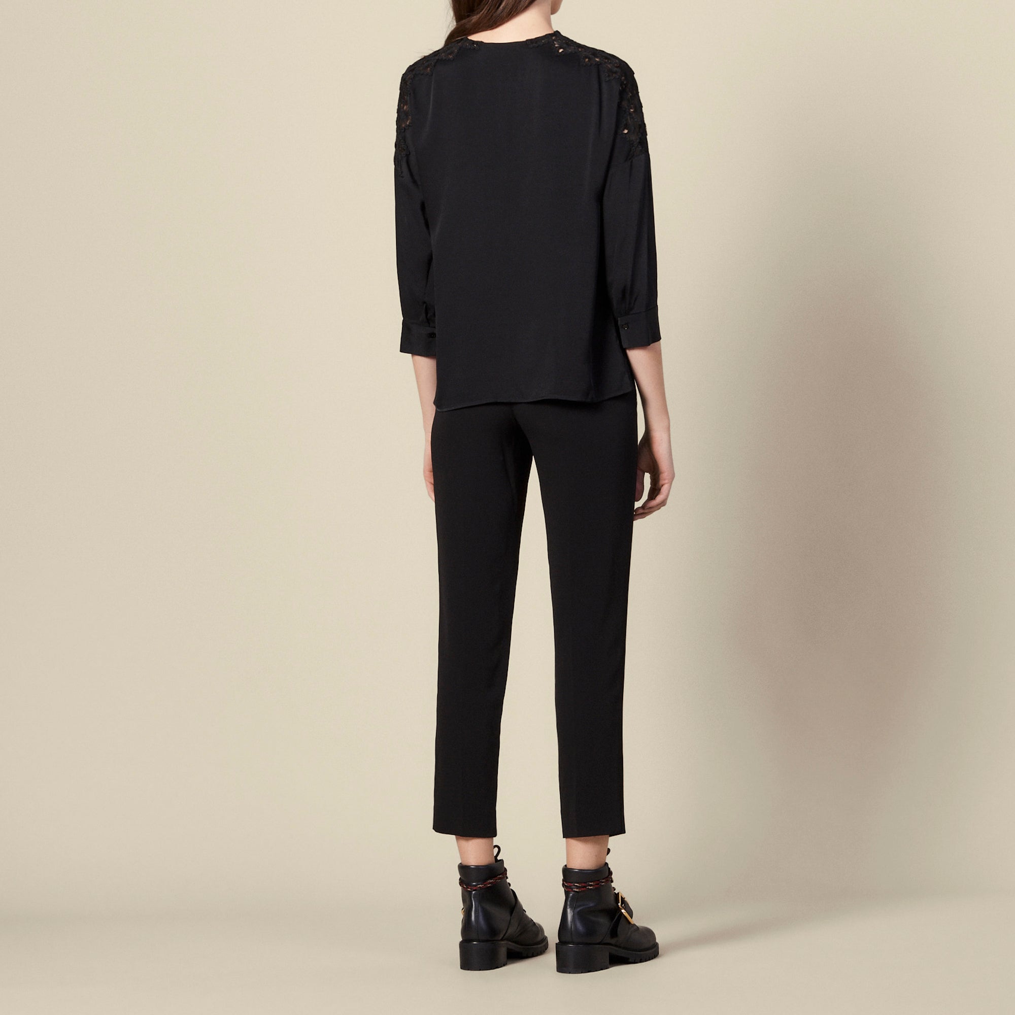 Blouse à empiècement en guipure Sandro seconde main