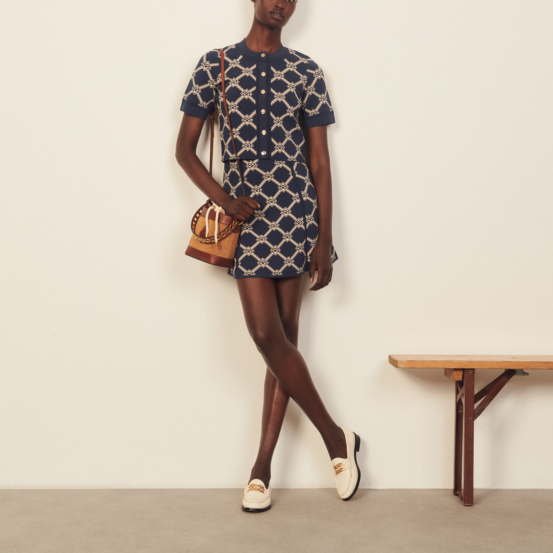 Jupe trapèze en Maille avec jacquard Sandro seconde main