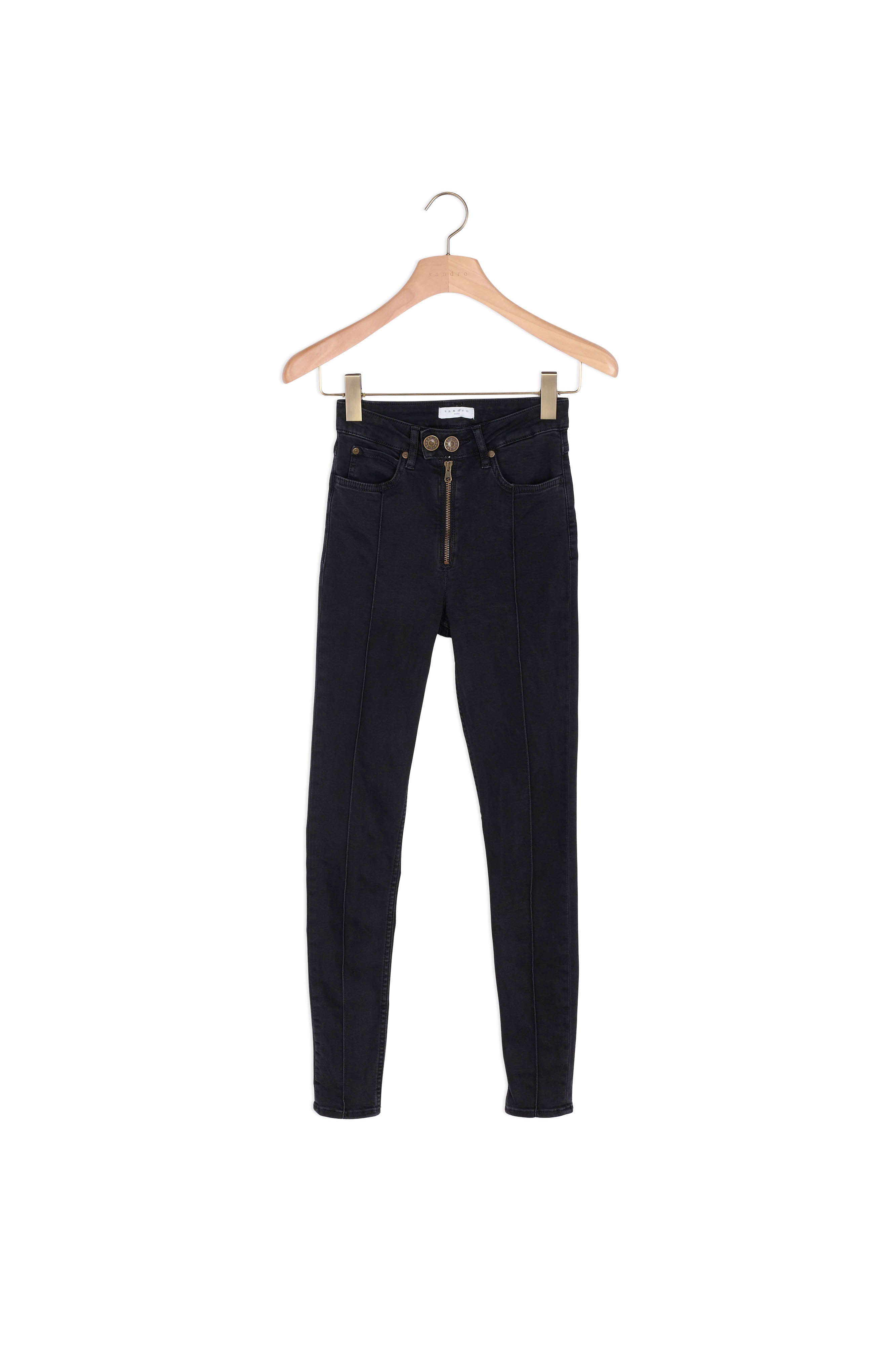 Jean noir délavé jeux de coutures Sandro seconde main