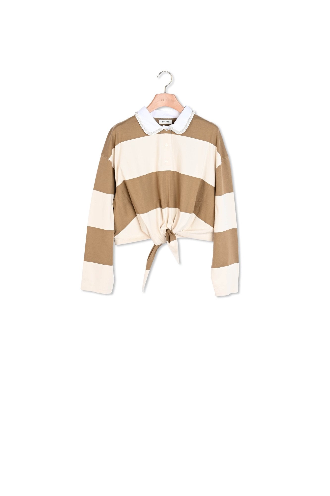 T-shirt rayé à col polo strassé Sandro seconde main