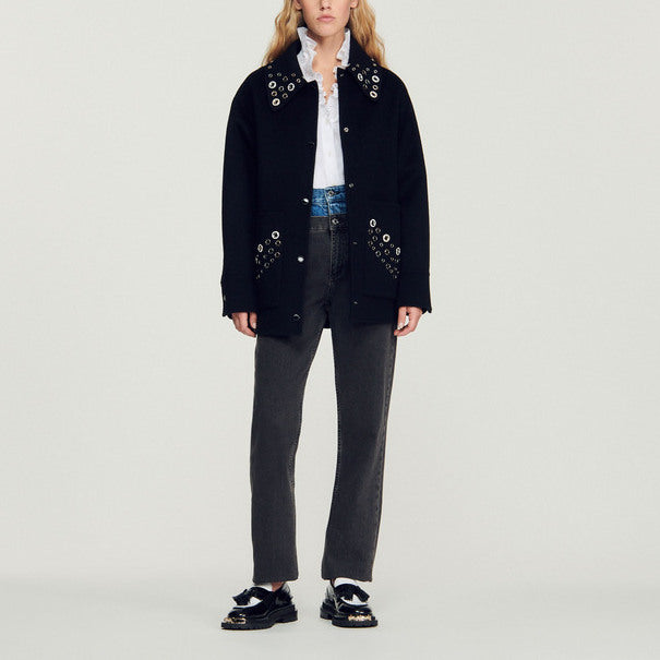 Manteau en laine orné d'œillets Sandro seconde main