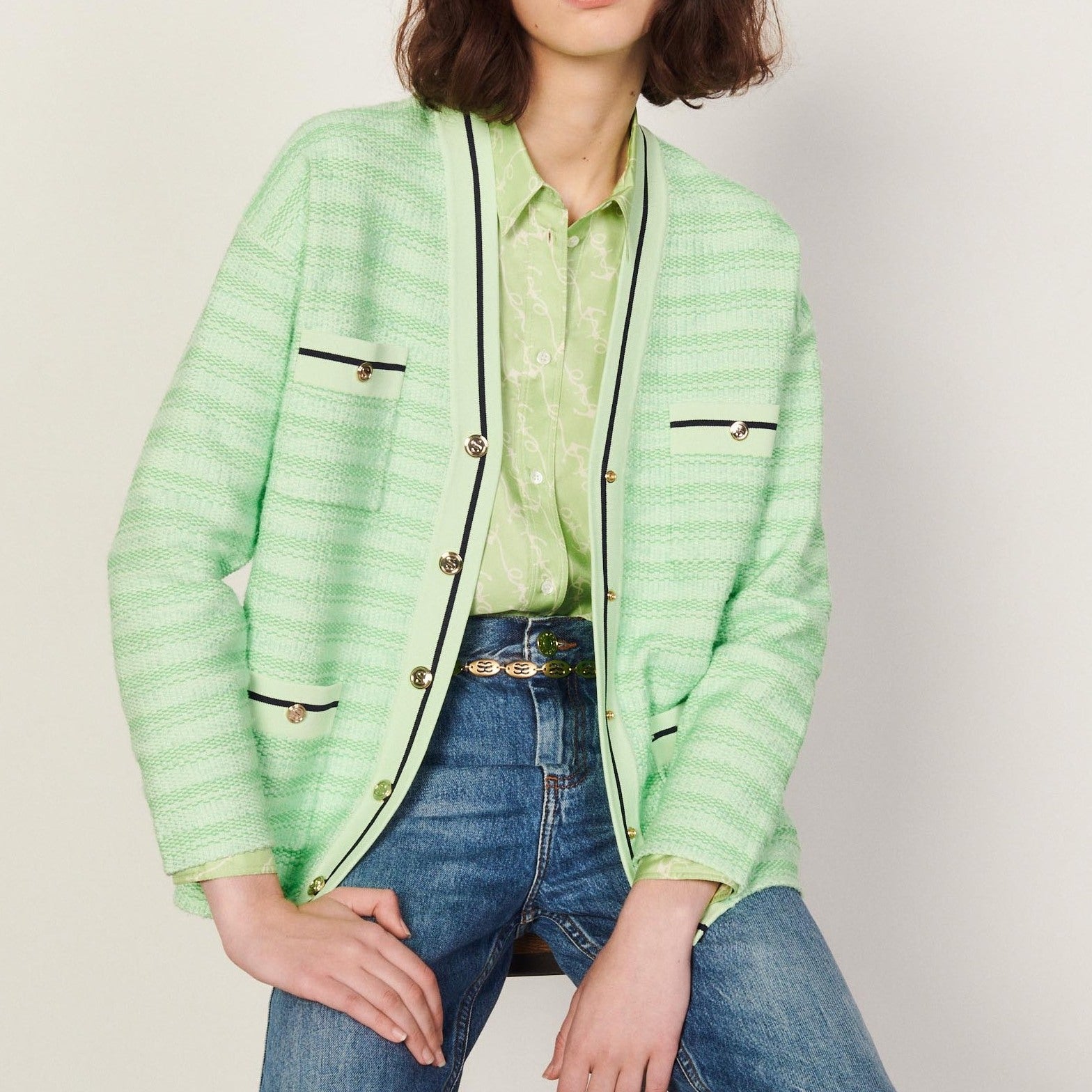 Cardi-coat bicolore Sandro seconde main