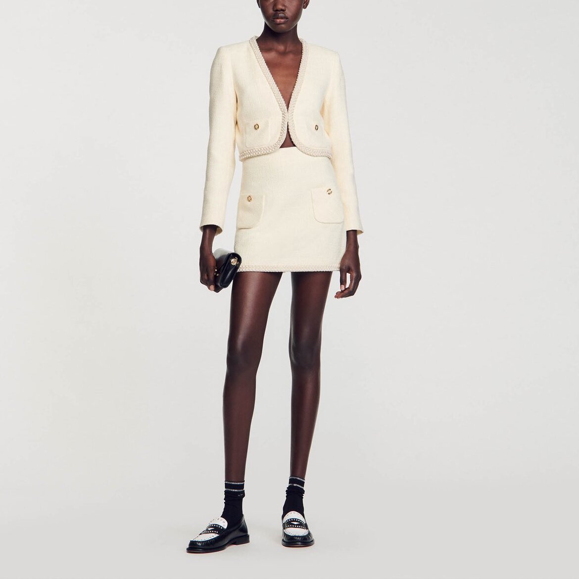 Jupe en tweed perlée Sandro seconde main