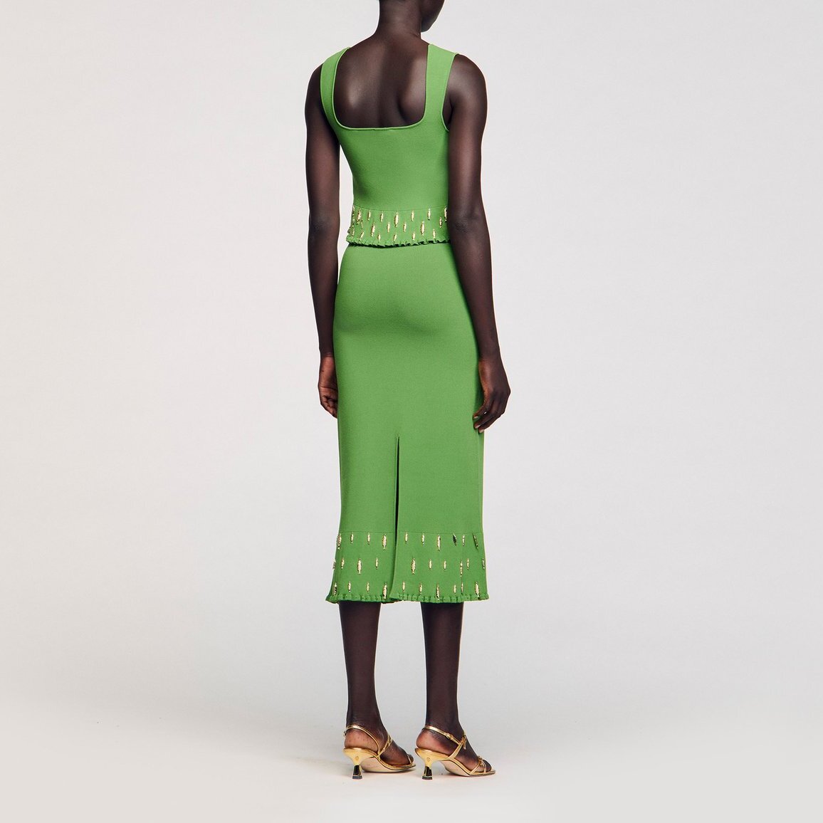 Jupe longue en maille à pampilles Sandro seconde main