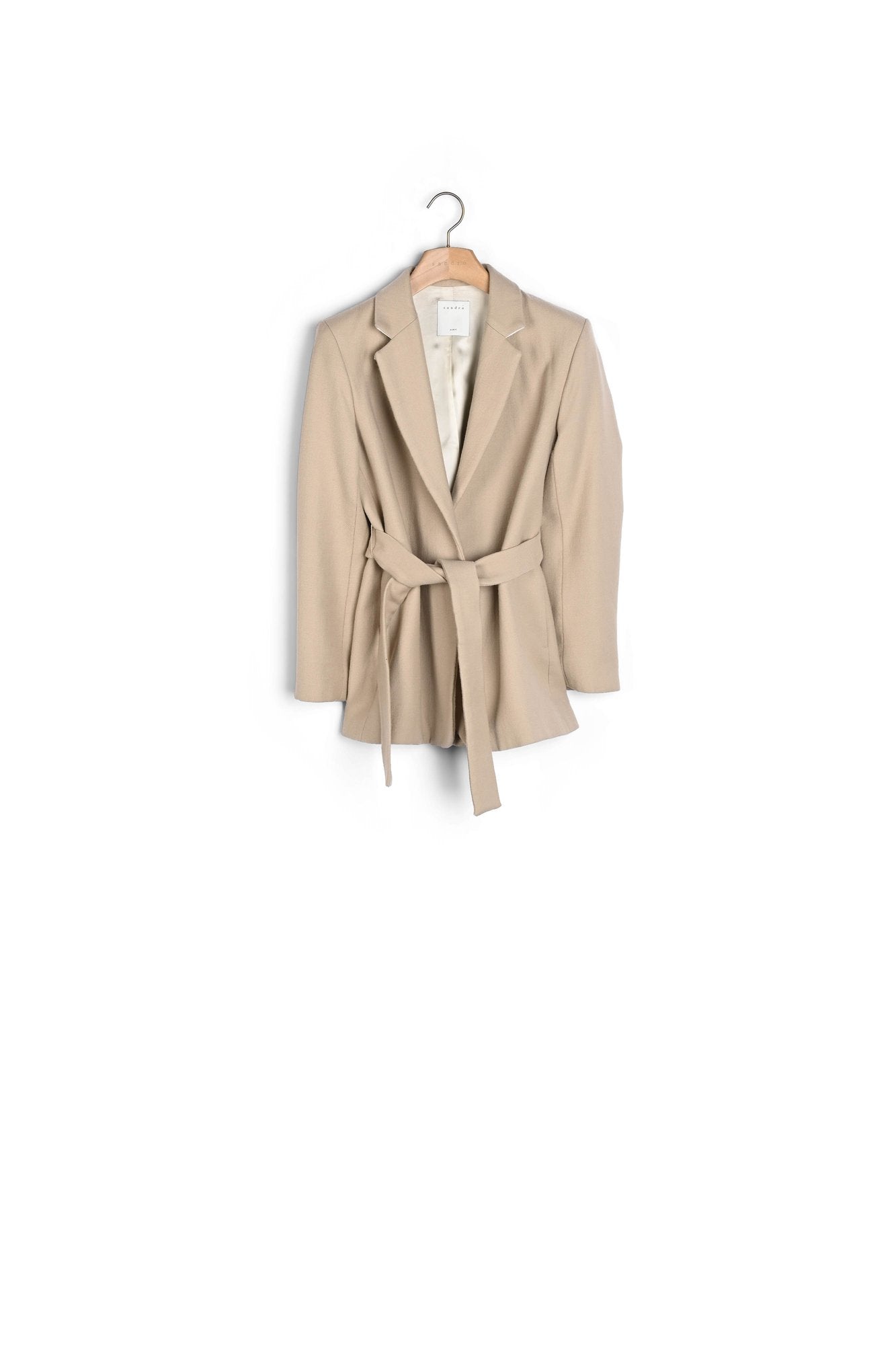 Longue Veste ceinturée en laine Sandro seconde main