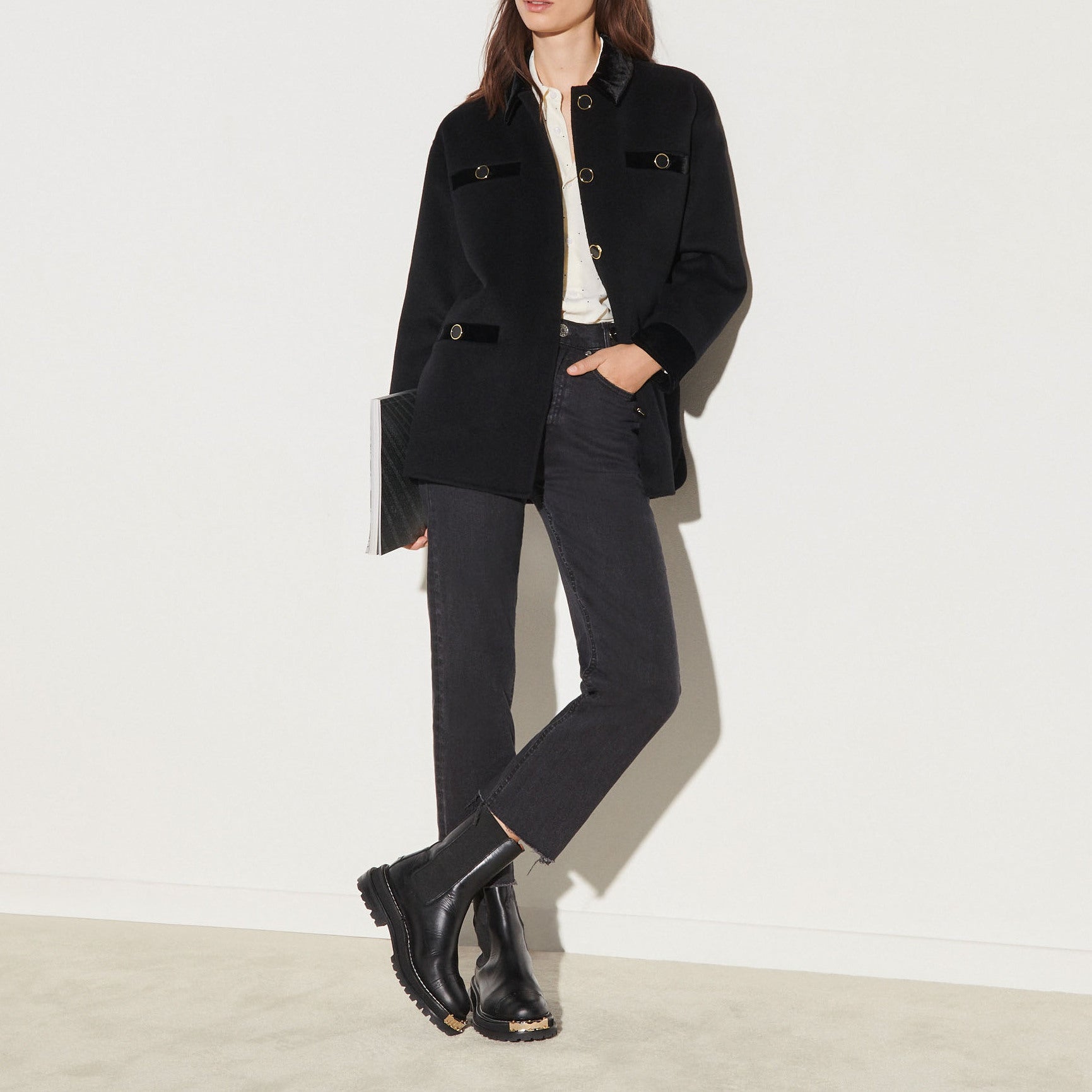 Veste en laine à carreaux Sandro seconde main