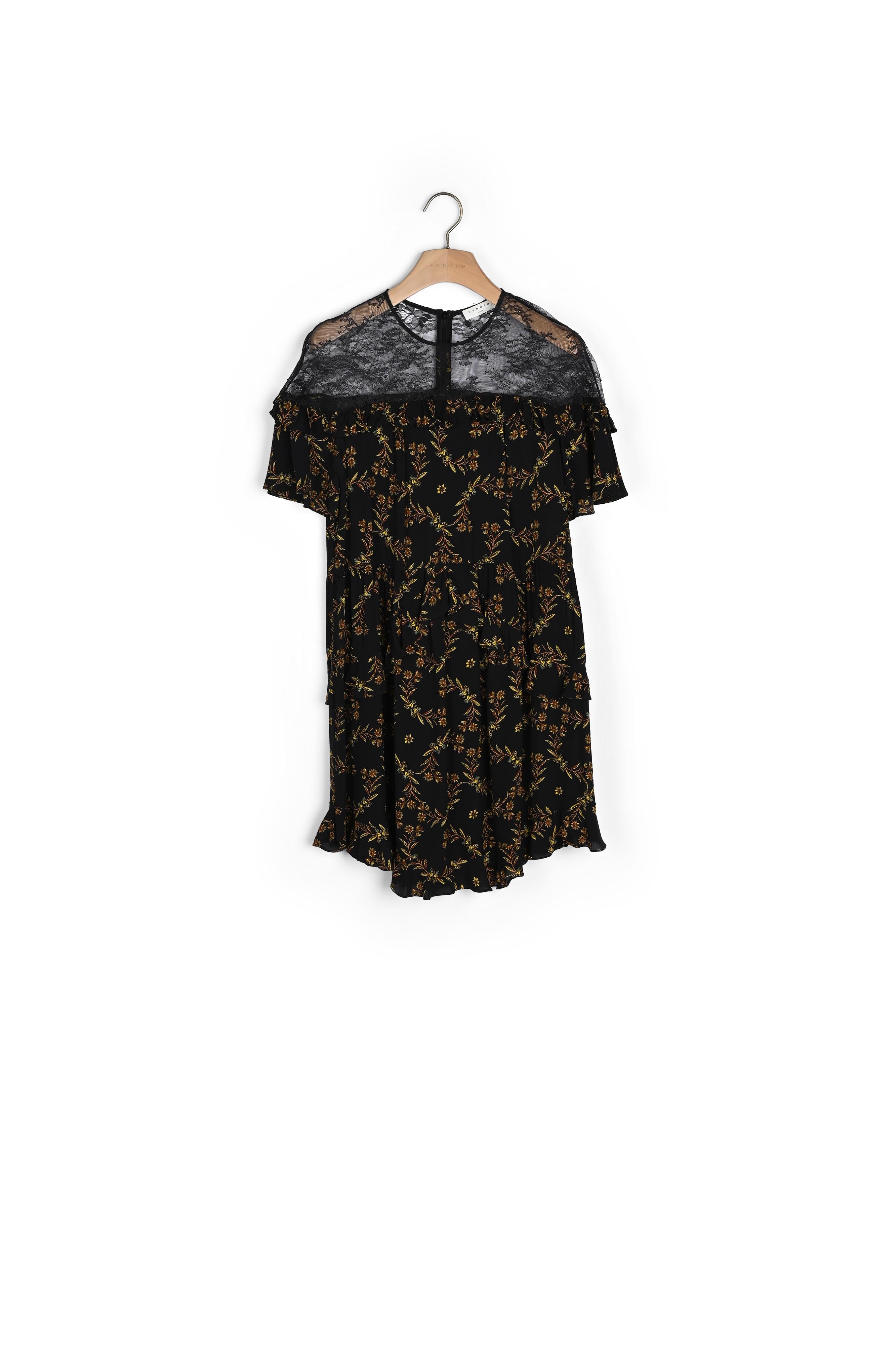 Robe courte imprimée avec dentelle Sandro seconde main