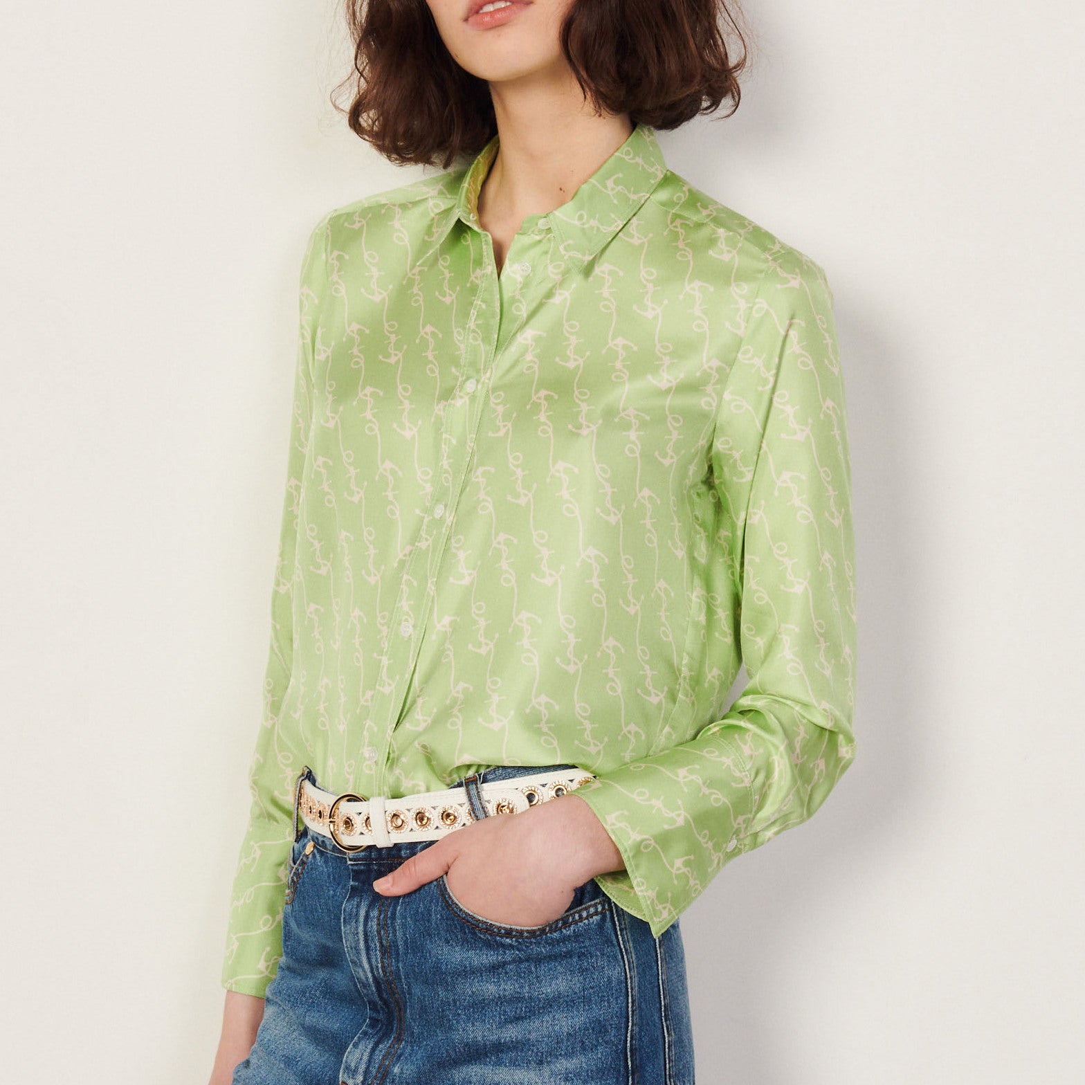 Chemise fluide en soie imprimée Sandro seconde main