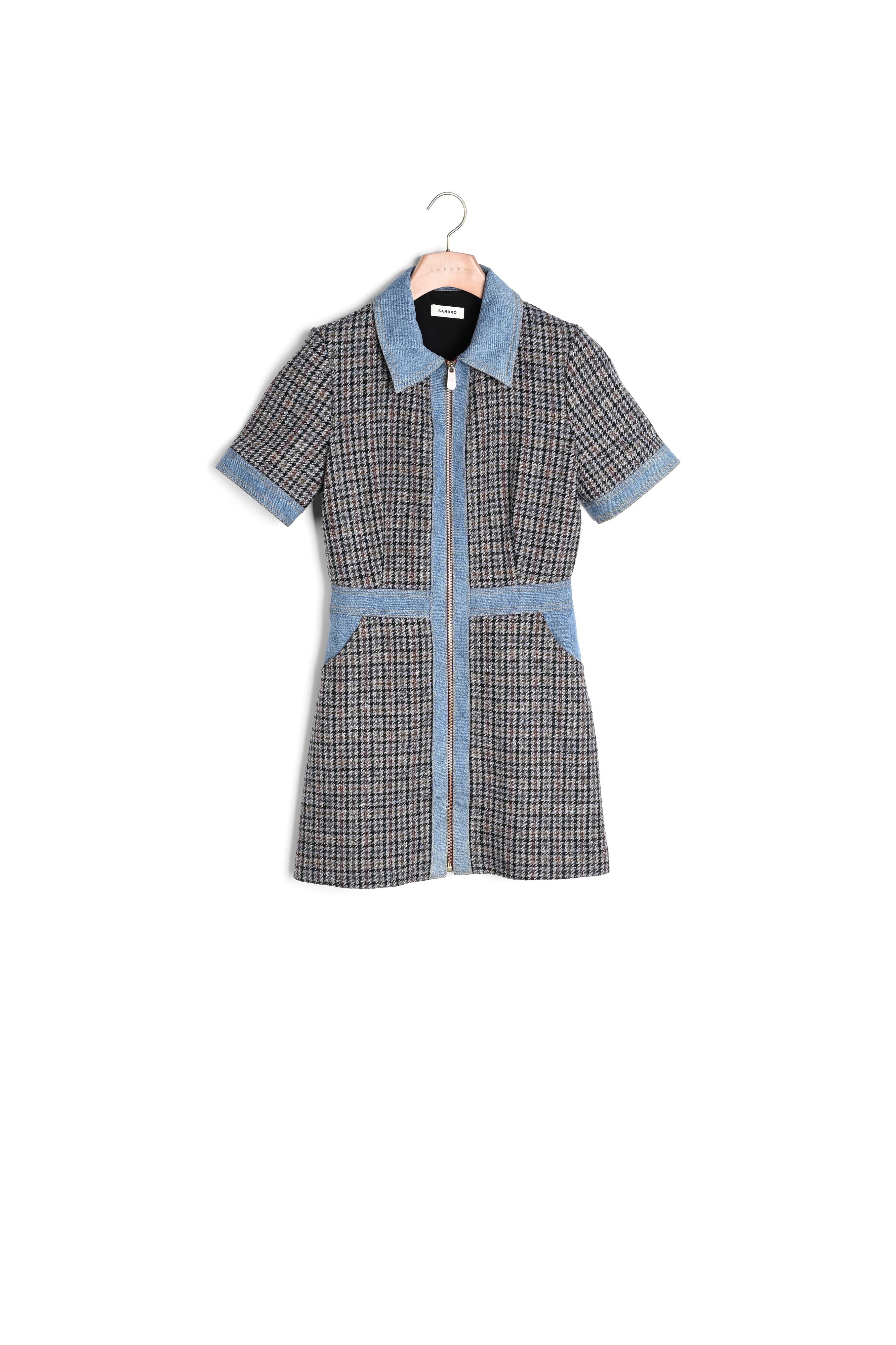 Robe courte en tweed et denim Sandro seconde main