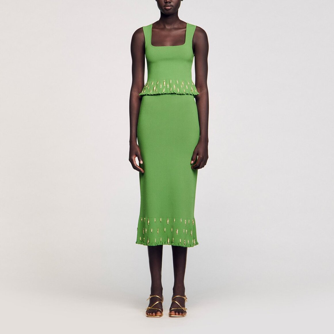 Jupe longue en maille à pampilles Sandro seconde main