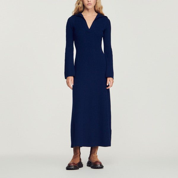 Robe longue à col vareuse Sandro seconde main