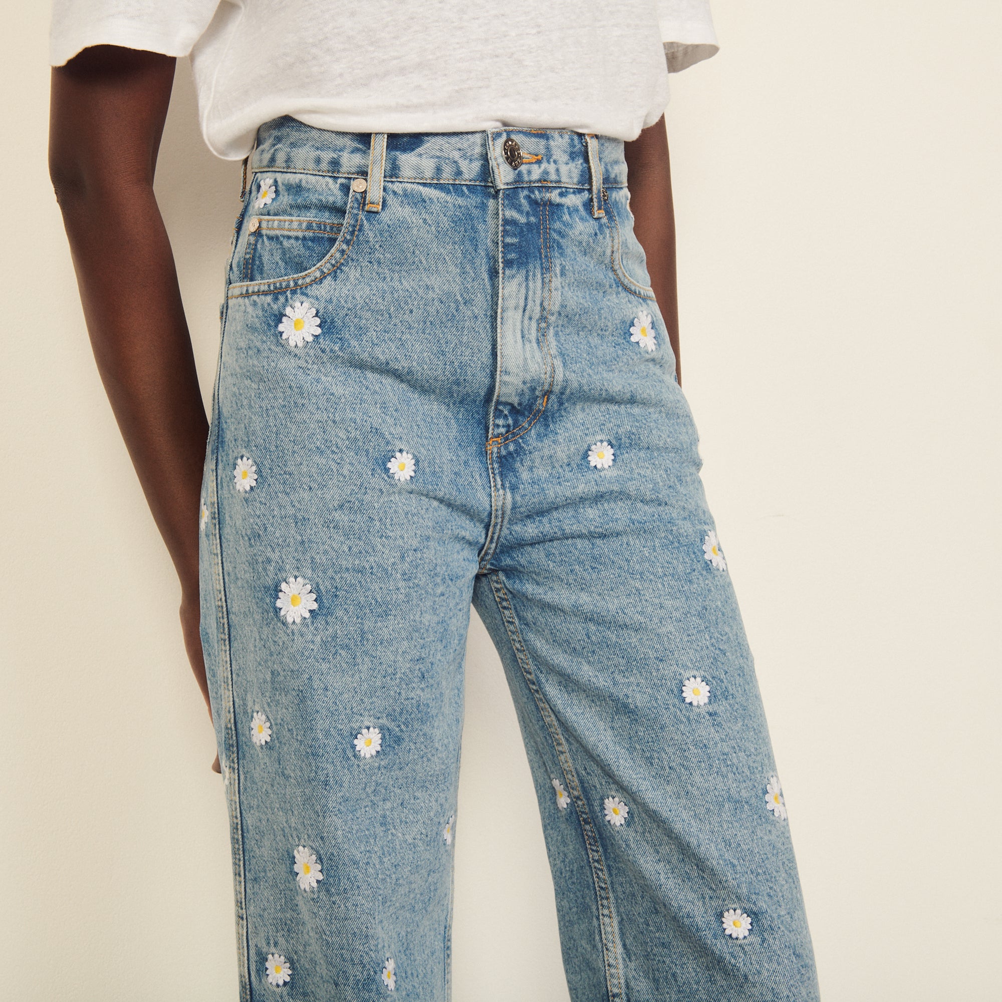 Jean brodé en coton biologique Sandro seconde main