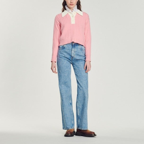 Pull court en Maille torsadée Sandro seconde main