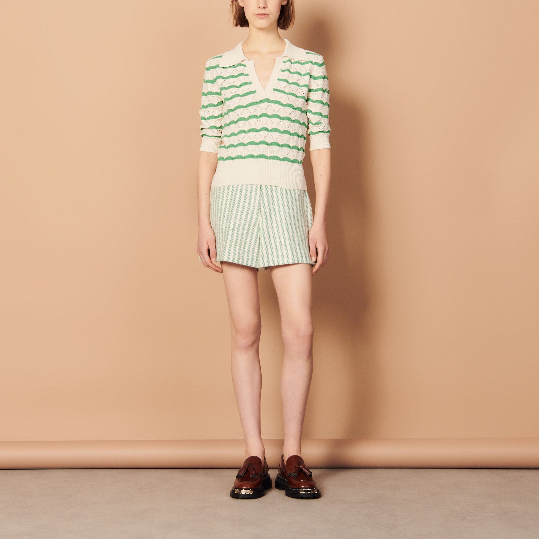 Pull polo rayé Sandro seconde main