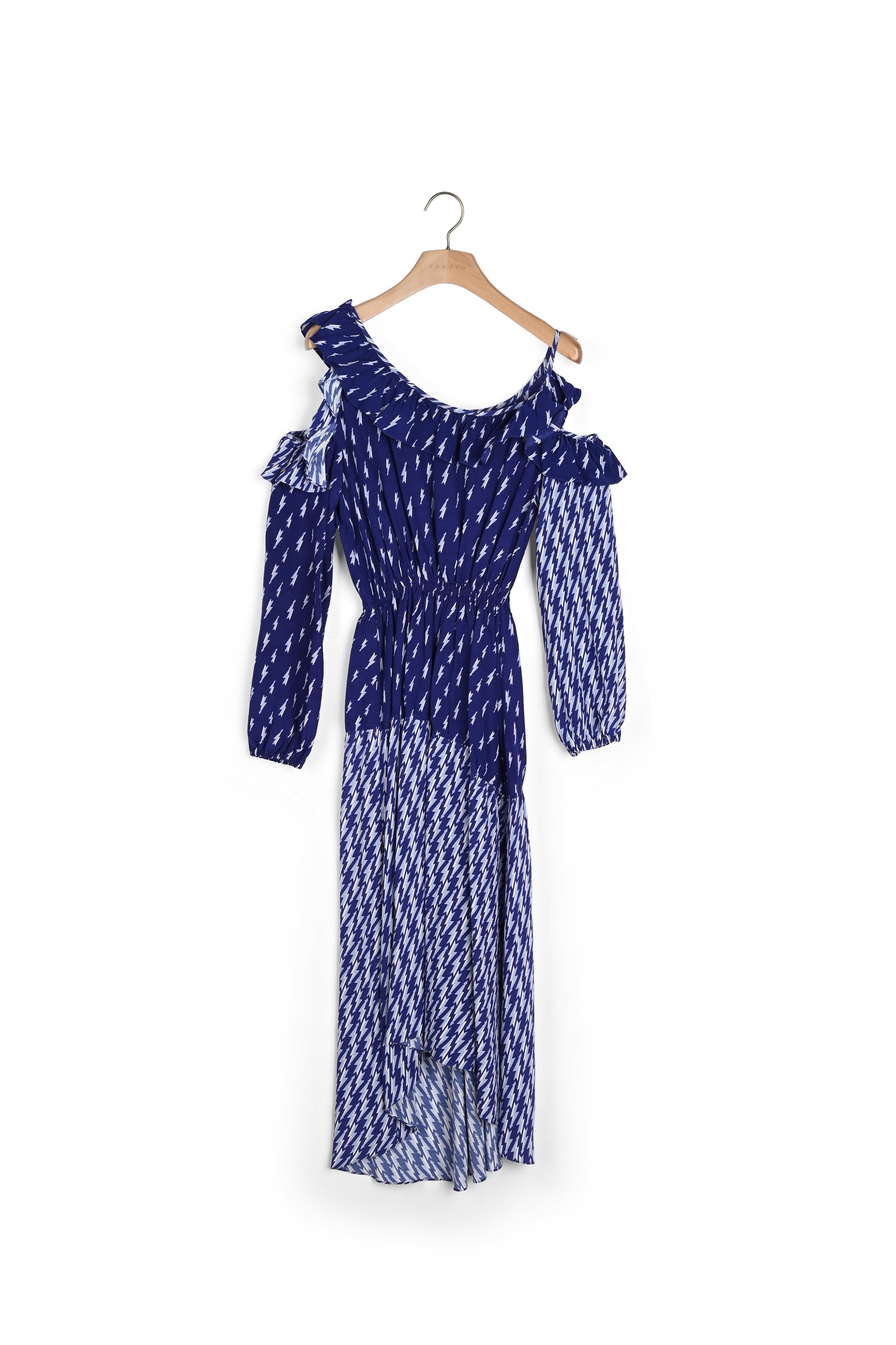 Robe imprimée éclair  épaules dénudées Sandro seconde main