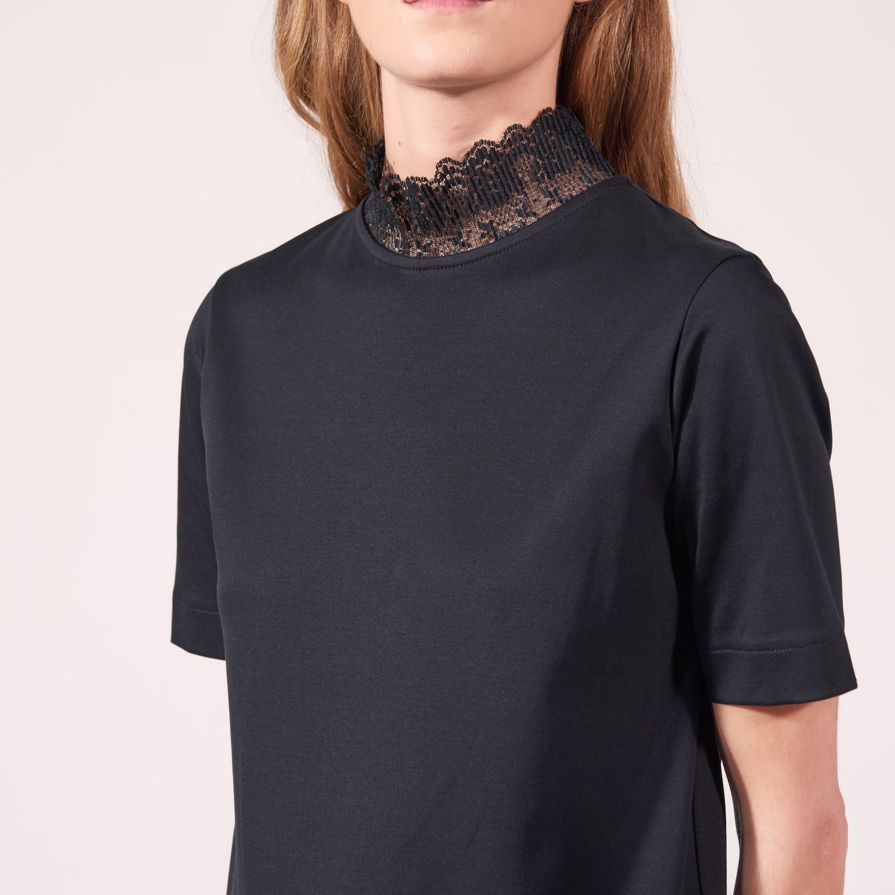 Robe en coton col montant en dentelle Sandro seconde main