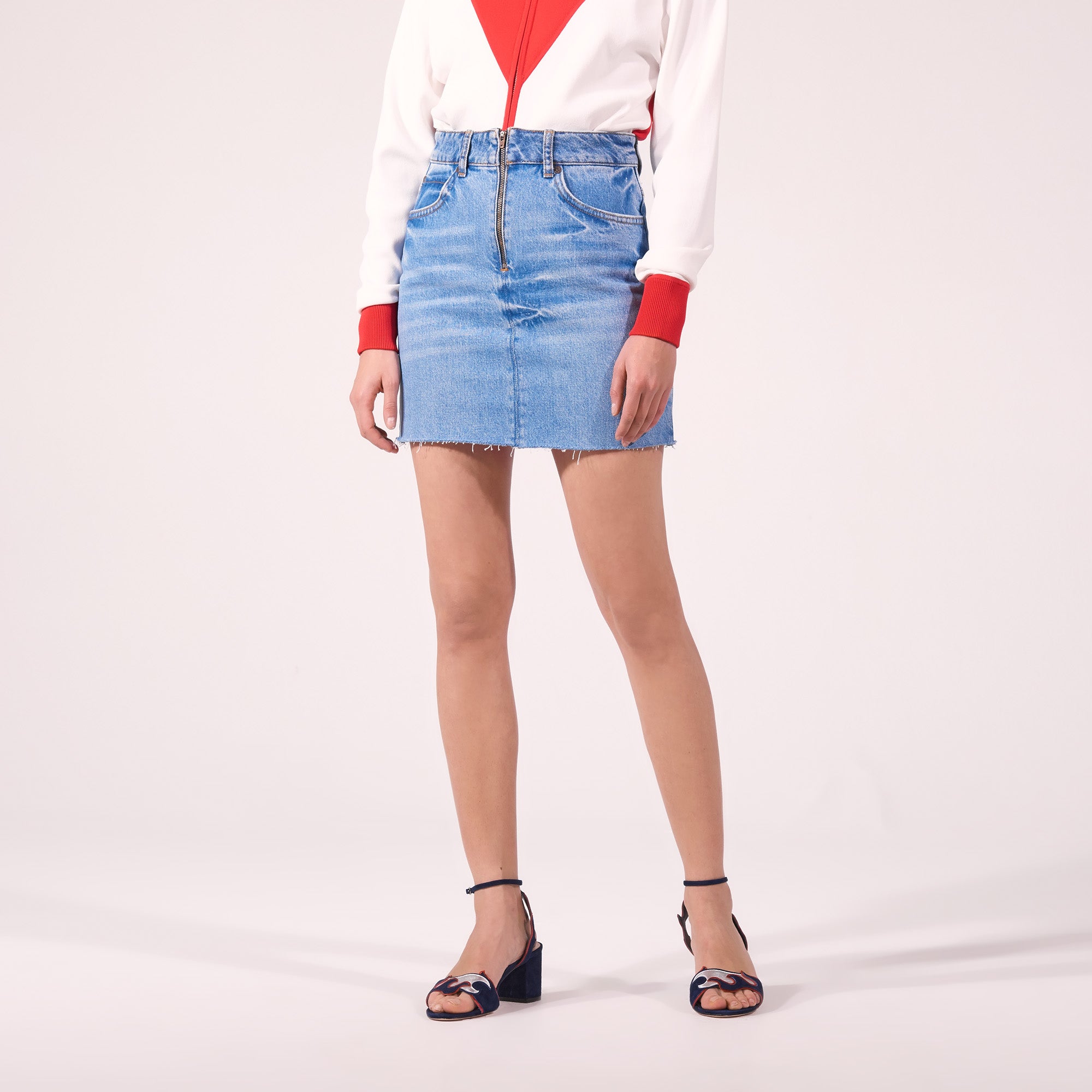 Jupe en Jean clair zippée Sandro seconde main