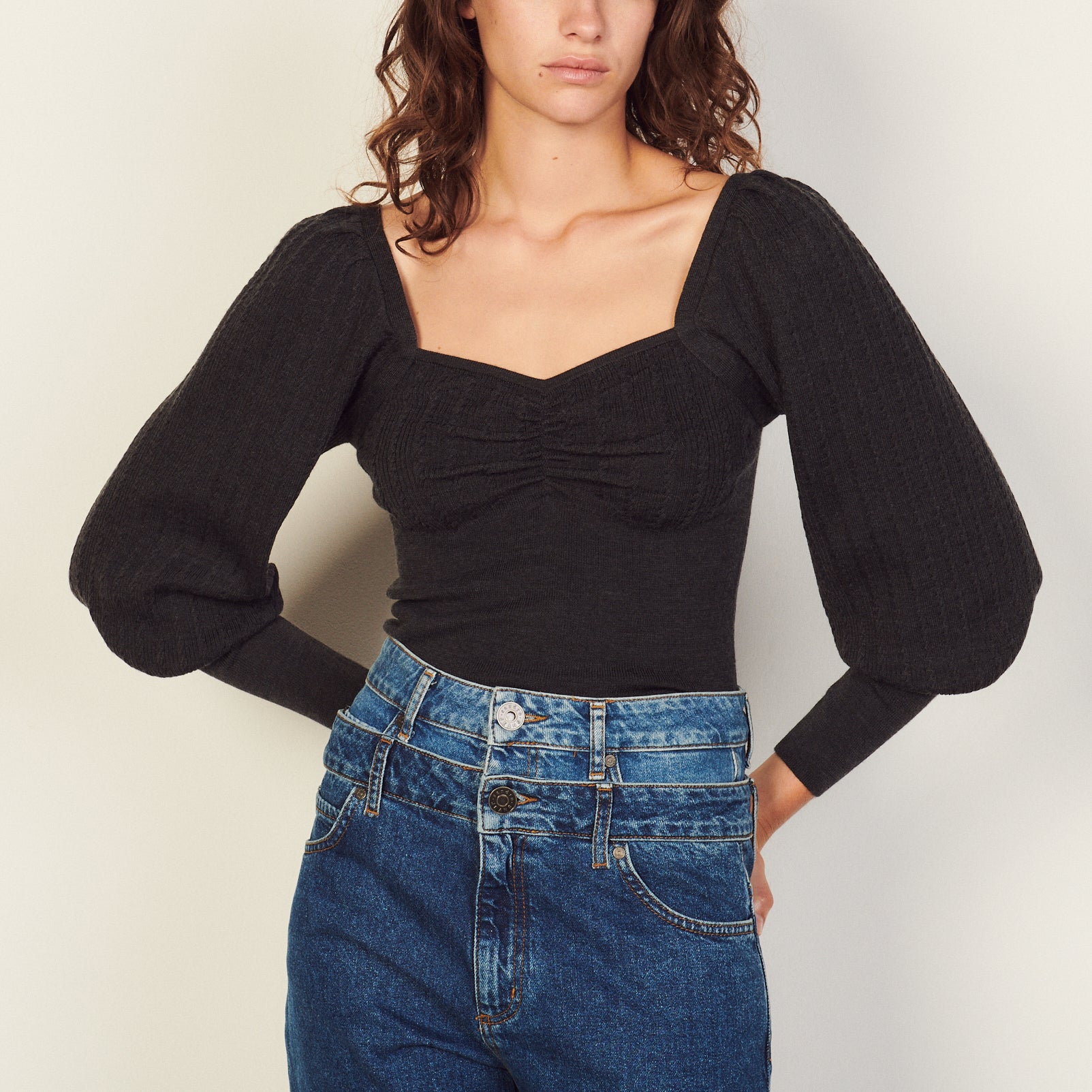 Pull Gris Foncé Sandro seconde main