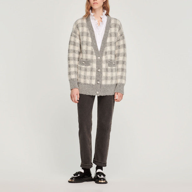 Cardigan jacquard carreaux Sandro seconde main