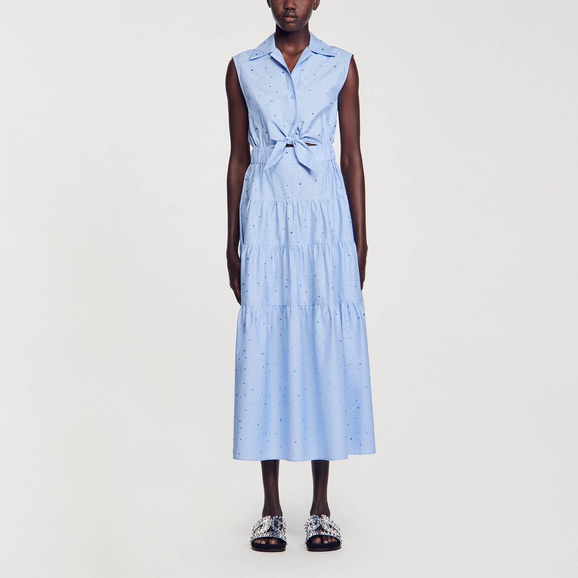 Robe longue nouée ornée de strass Sandro seconde main