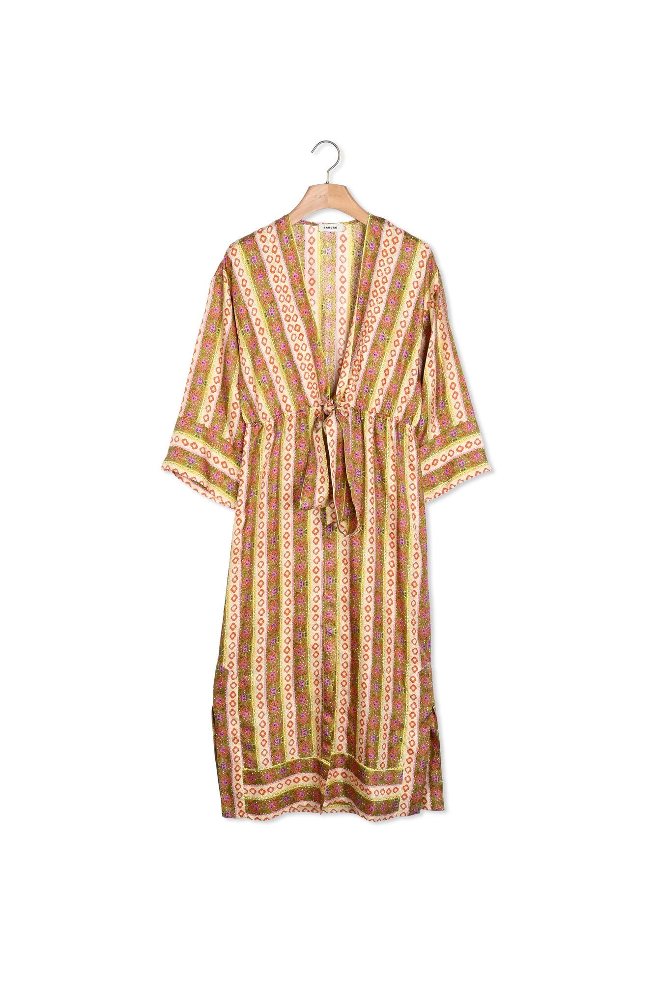 Robe caftan imprimé Flower Stripes Sandro seconde main
