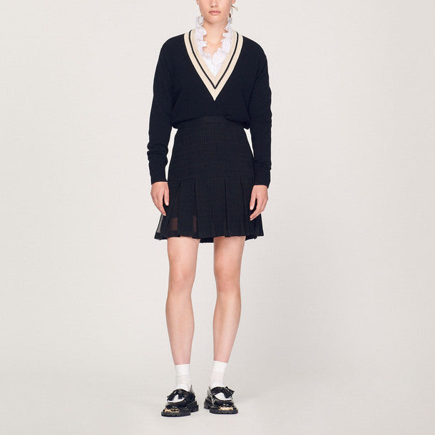 Jupe en tweed à plis Sandro seconde main