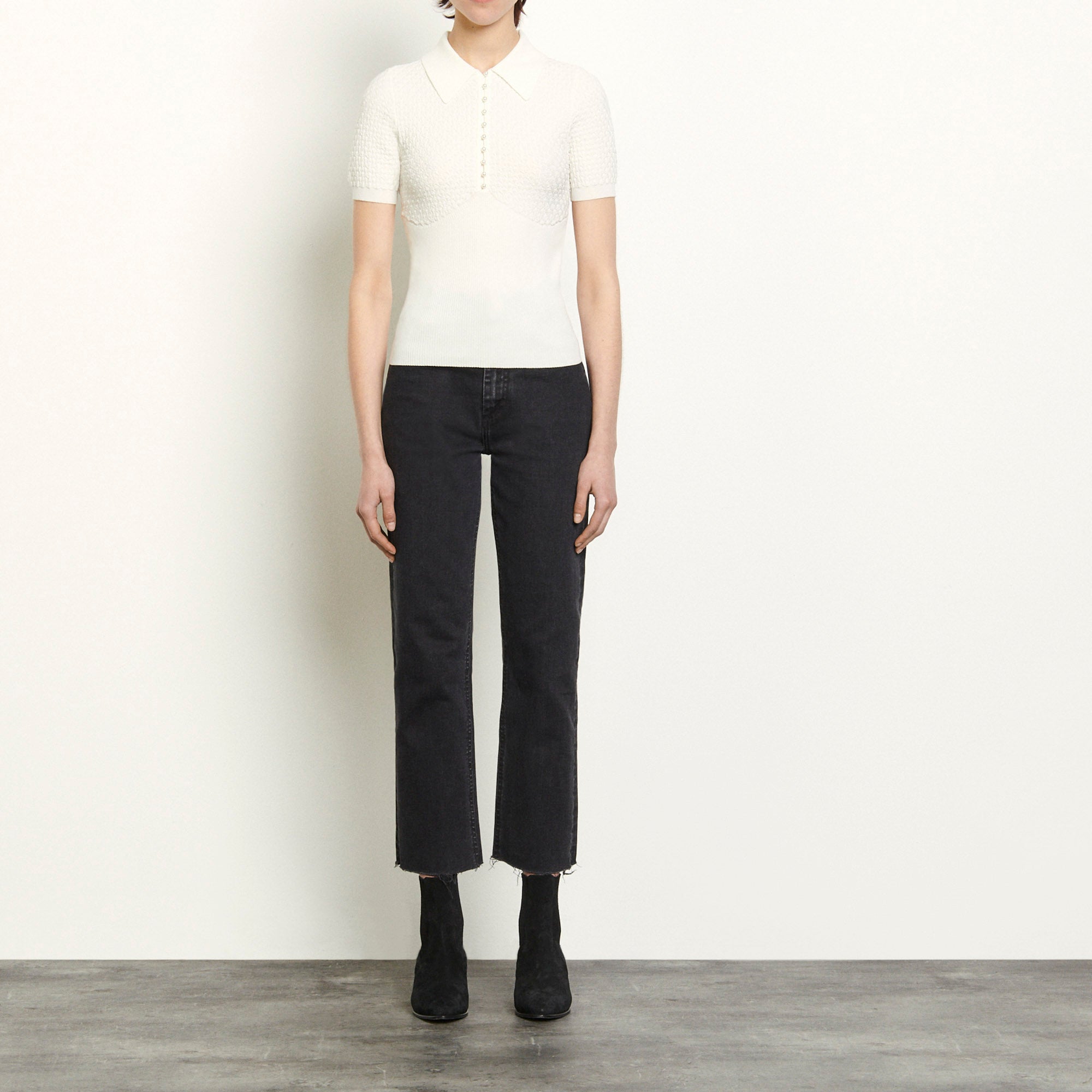 Pull façon polo en pointelle Sandro seconde main