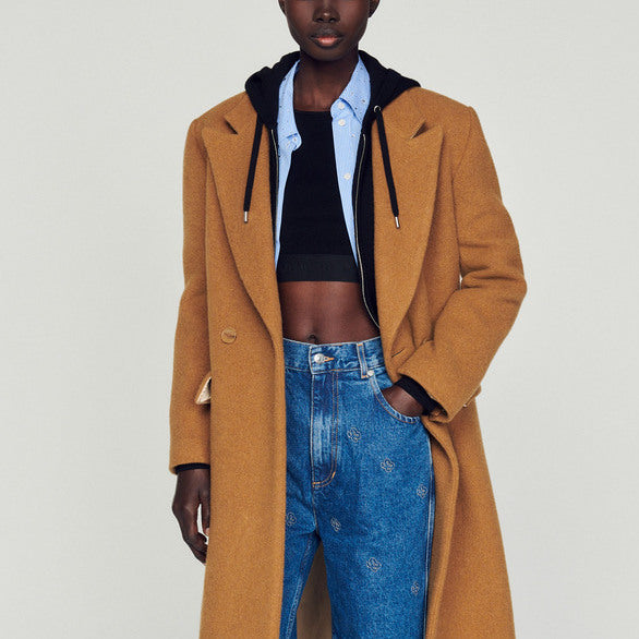 Manteau droit en laine grattée Sandro seconde main