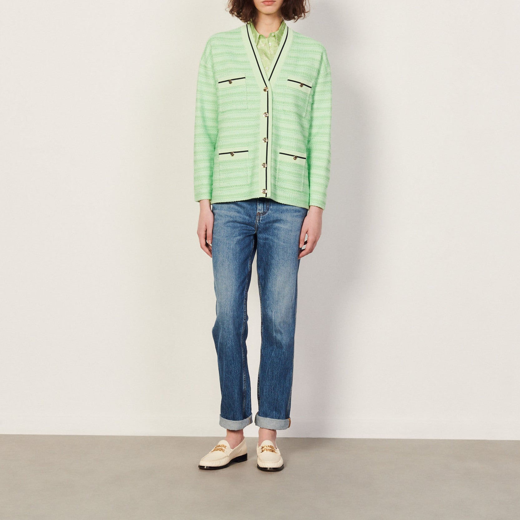 Cardi-coat bicolore Sandro seconde main