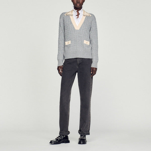 Pull torsadé à col plongeant Sandro seconde main