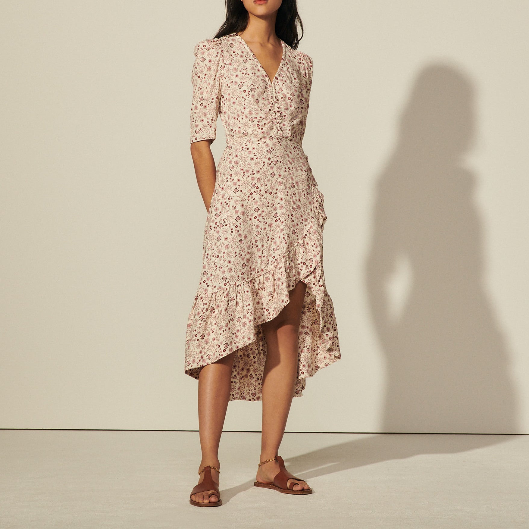 Robe longue asymétrique imprimée Sandro seconde main