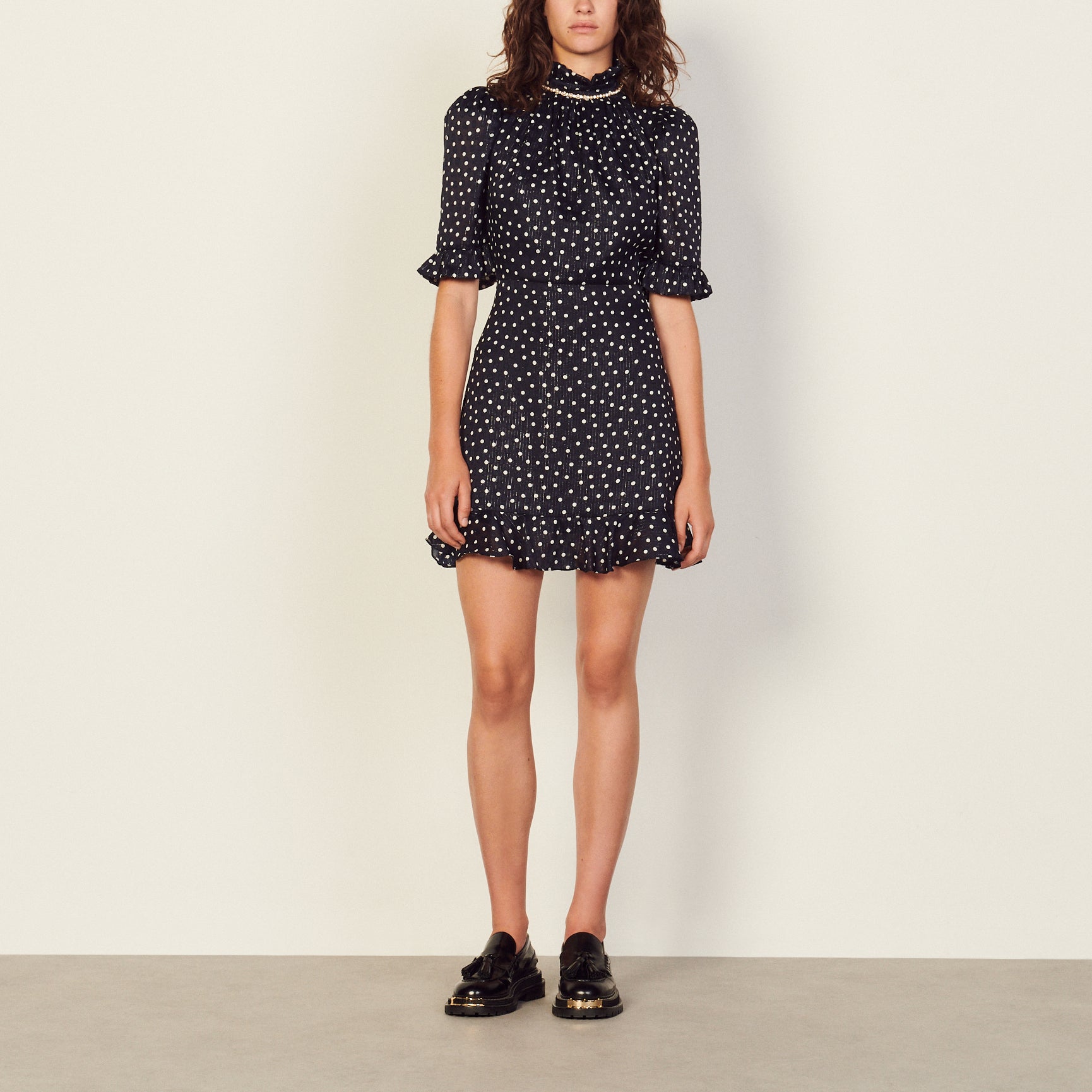 Robe imprimé marine et blanc Sandro seconde main