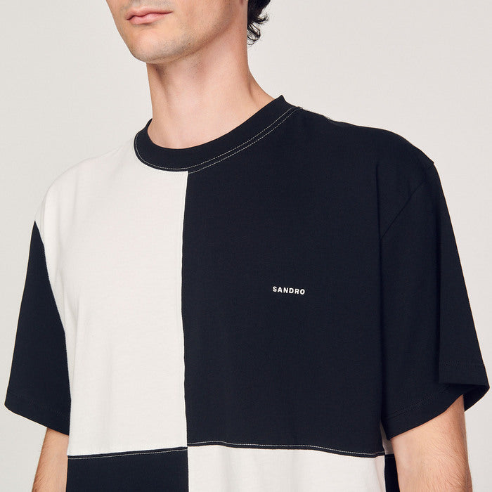 Tee-shirt en coton bio bicolore Sandro seconde main