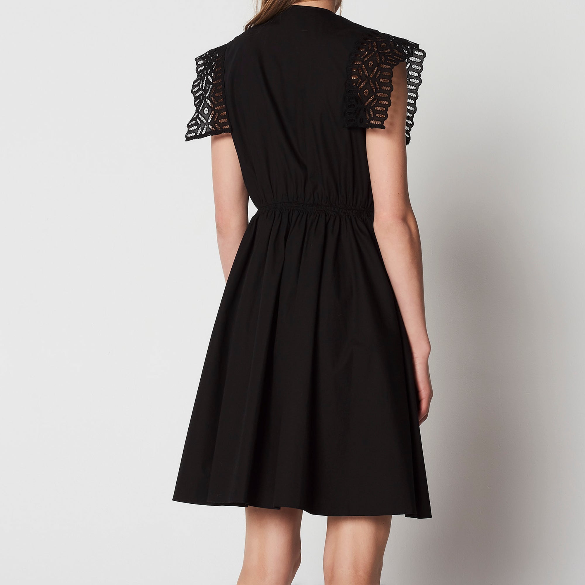 Robe coton mi longue insert de dentelle Sandro seconde main