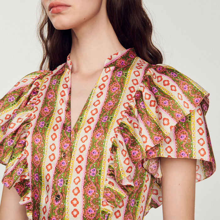 Robe fluide à volants Sandro seconde main